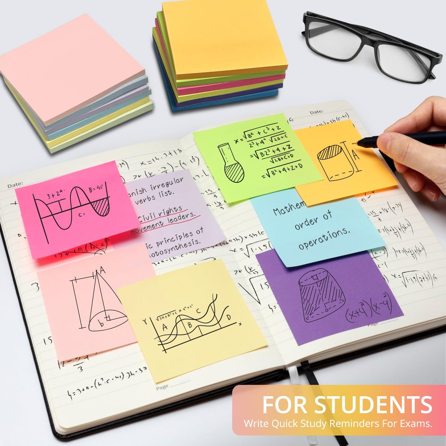 Sticky Notes, 144 Pads, 3x3 Inches Self-Stick Note Pads, Perfect for Office, Study, and Daily Life Organization - Bright