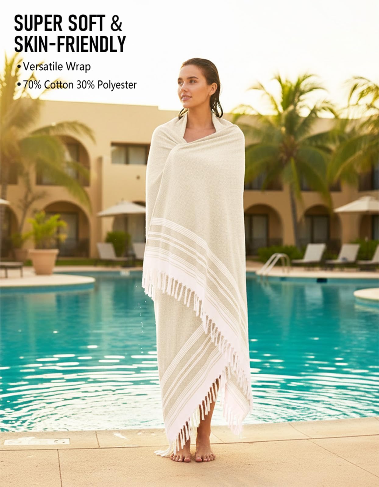 Yongoes Oversized Turkish Beach Towel Blanket Cotton Giant XL Sandproof Towels Huge Linen XXL Extra Large Big Throw Quilt Blankets for Adults Cloud Travel Camping Glamping Accessories Essentials