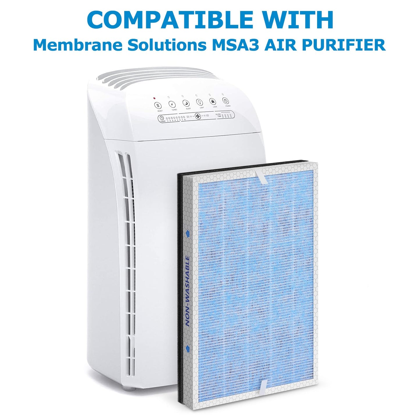 MSA3 Replacement Filter, Compatible with Membrane Solutions MSA3/MSA3S Air Purifier,【Upgraded】3-in-1 Filter, 2-Pack - Standard Version