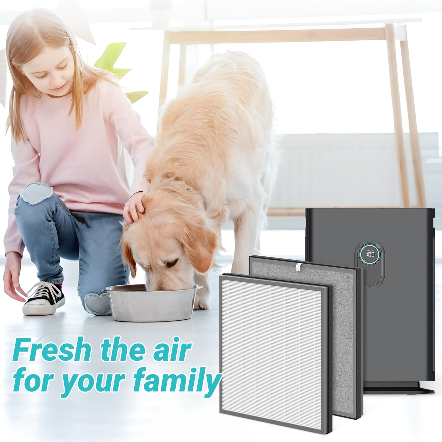FCFMY 1 Pack HE400 Replacement Filter Compatible with Shark HE400 HE401 HE402 HE405 4 Fan Model Air Cleaner Purifier,3-in-1 Filter of Pre-filter,Carbon and HEPA Filter
