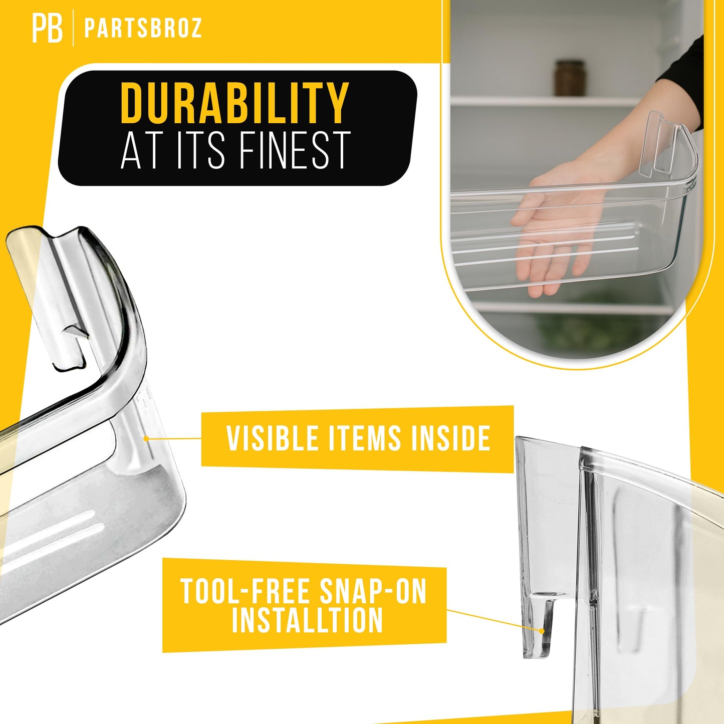 PartsBroz 240323002 Refrigerator Door Bin Shelf (2-Pack) for Frigidaire FGHS2631PF4A FGHS2655PF5A DGUS2645LF6A FGHS2631PF3 FGUS2642LF1 FGUS2642LF2 FRS6LF7GS4 FRS6LF7JB3 FRS6LF7JS3 GLRS264ZAQ4
