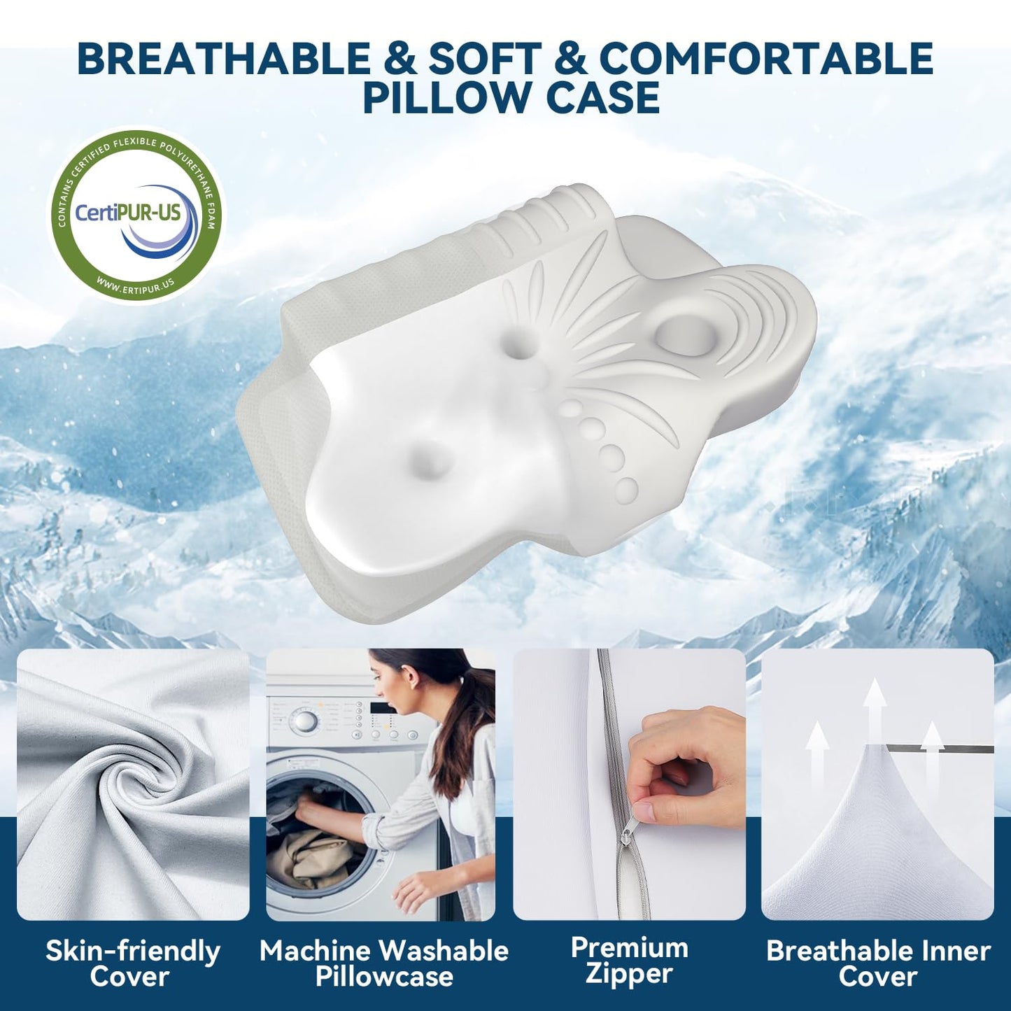 ABLEGRID Memory Foam Cervical Neck Support Pillow,Contour Cooling Gel Pillow for Neck Shoulder Pain Relief,Odorless Ergonomic Orthopedic Adjustable Deep Sleep Bed Pillow for Side,Back,Stomach Sleepers
