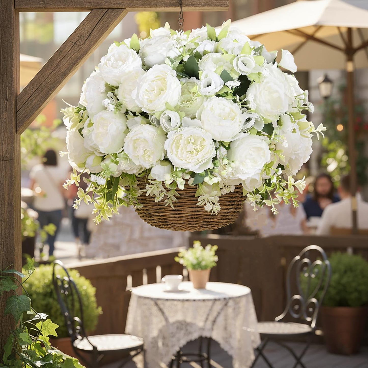 SugarHuLu 12 Bundles Peonies Artificial White Flowers Bouquet, Lifelike Silk Fake Peonies with Stems for Home Table Centerpieces, Wedding, Party & DIY Bridal Floral Arrangements (White)