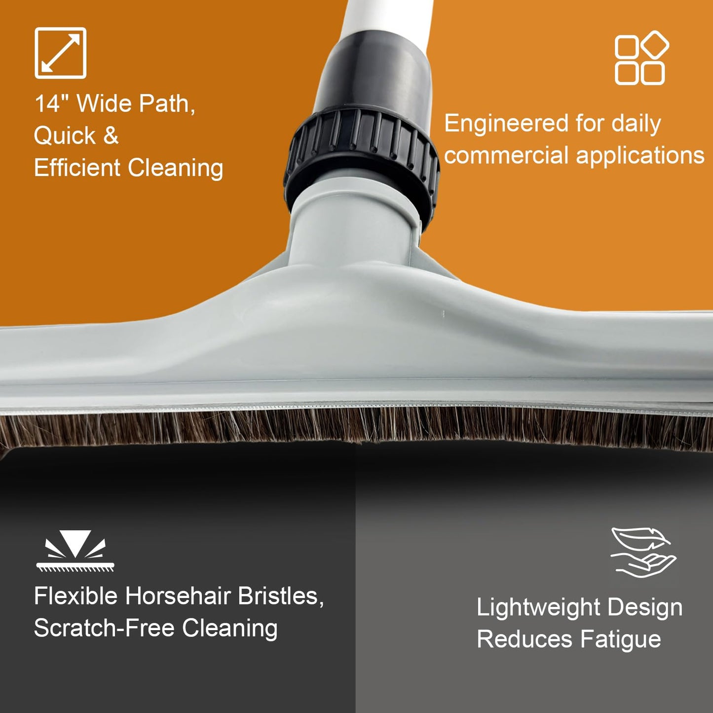 Vacuum floor brush Compatible with ProTeam Vacuums and Hoover C2401,Includes 14" Horsehair Floor Brush,14" Carpet Brush,3" Round Dusting Brush, 1.5" Connection, Fits ProTeam Backpack Vacuum Parts