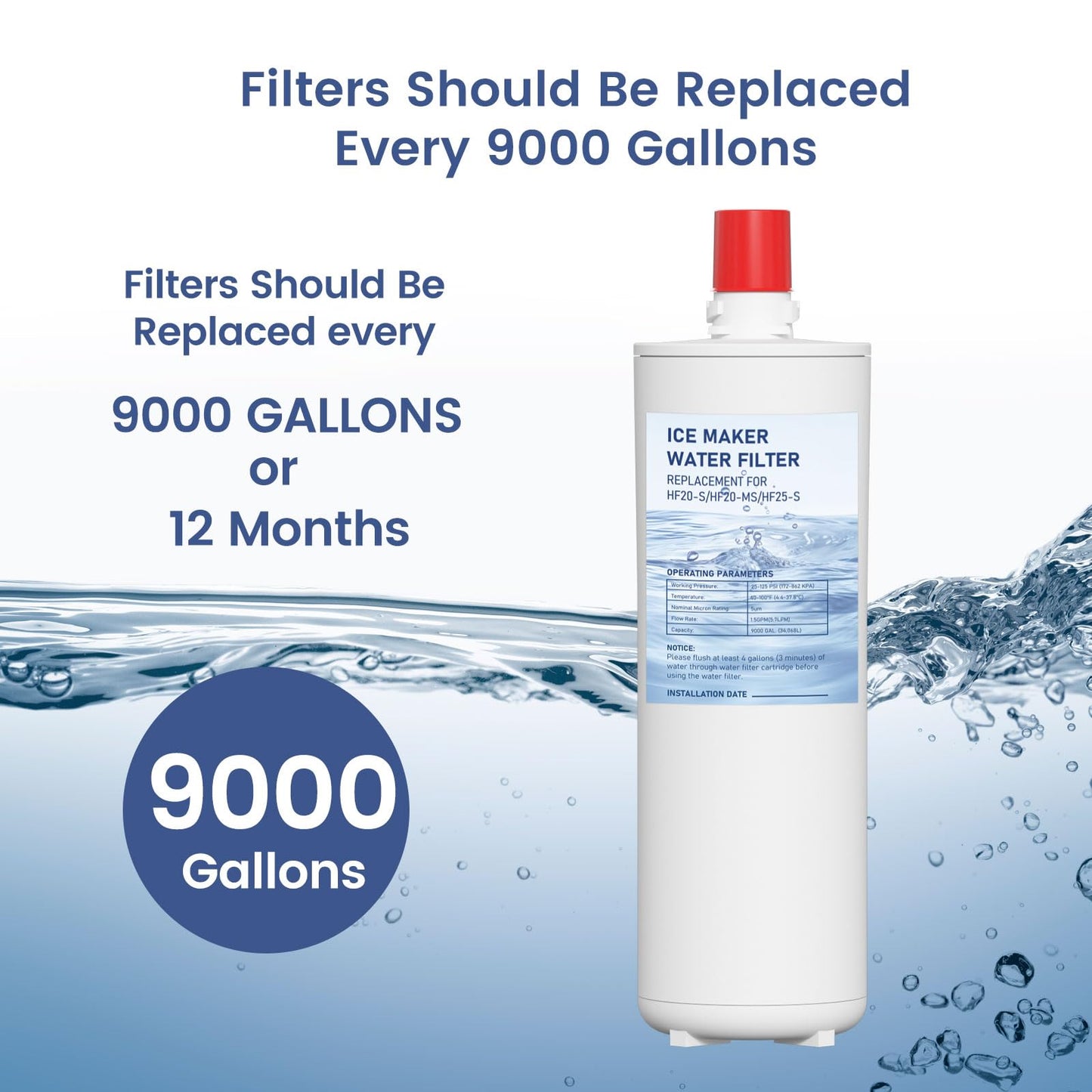 HF20-S HF20-MS HF25-S Water Filter Replacement Compatible with 3M High Flow Series Cartridge HF20-S, 5615103/HF20-MS, 5615109/HF25-S,5615203, Water Filtration System 2 Pack