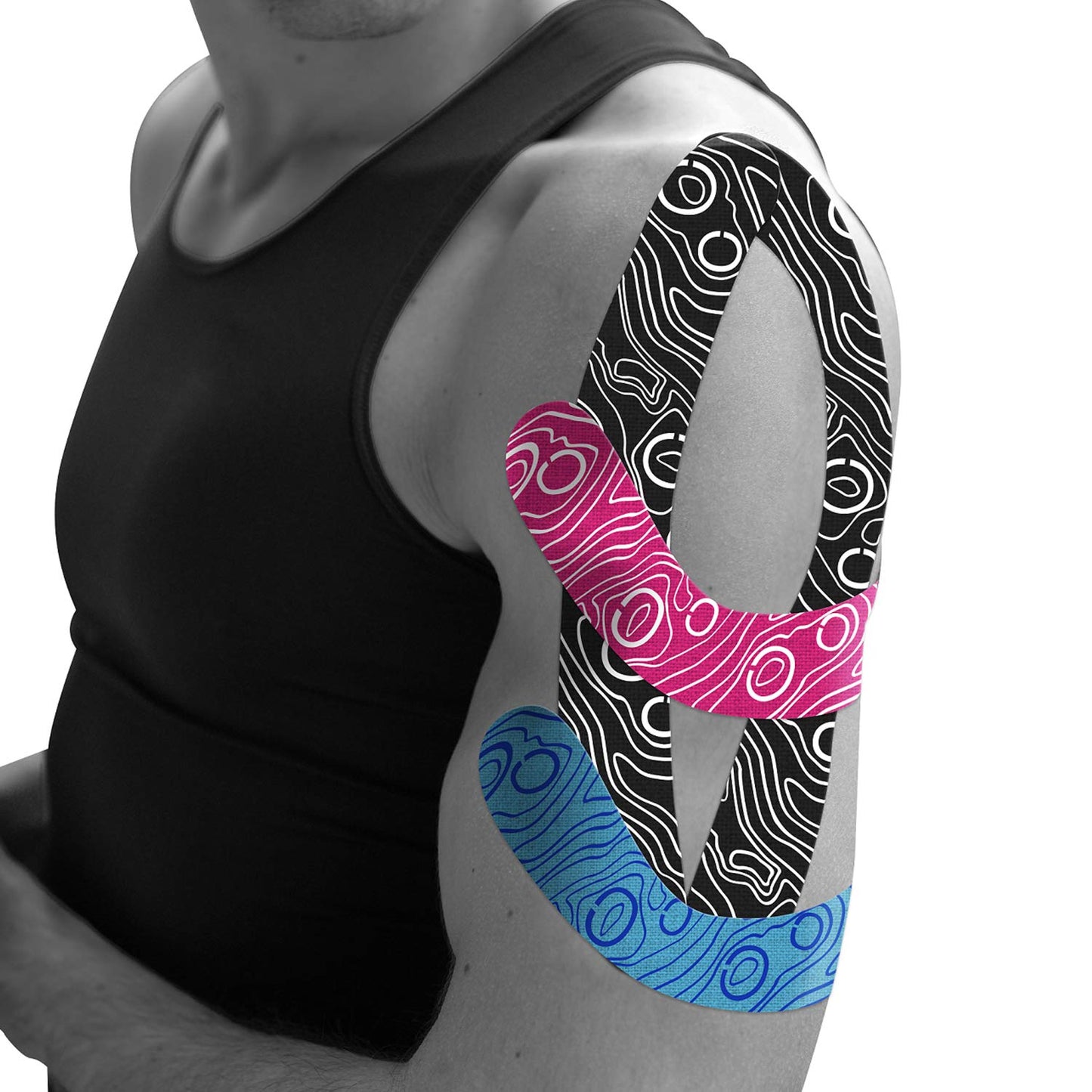 (2in X 103 Feet) OK TAPE PRO Bulk Kinesiology Tape, Original Elastic Latex Free Kinesiology Therapeutic Tape, Free Cut Printed, Black+White