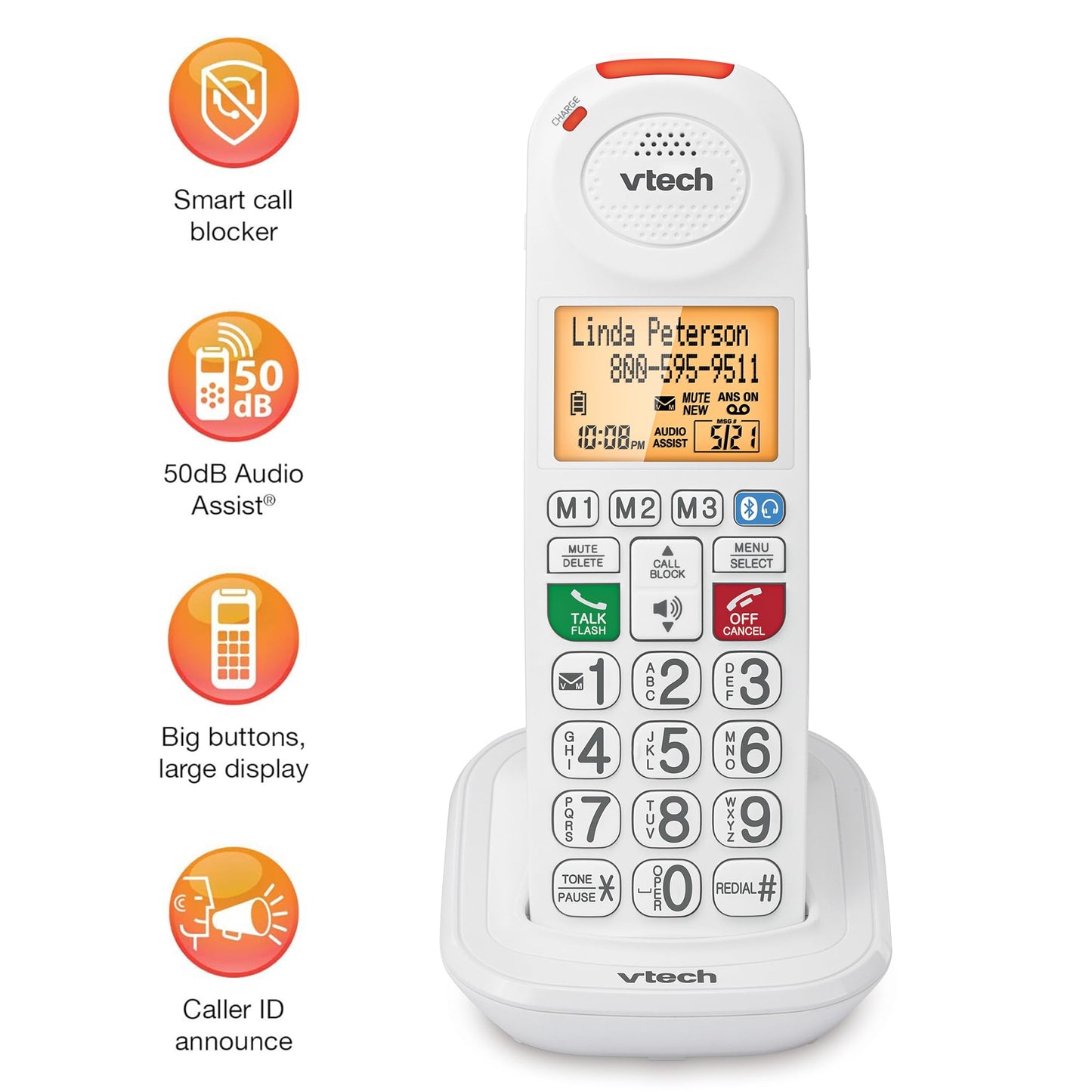 VTech SN5107 Amplified Additional Handset with Big Buttons, Large Display & 50dB Audio Assist for SN5127 & SN5147 Senior Phones