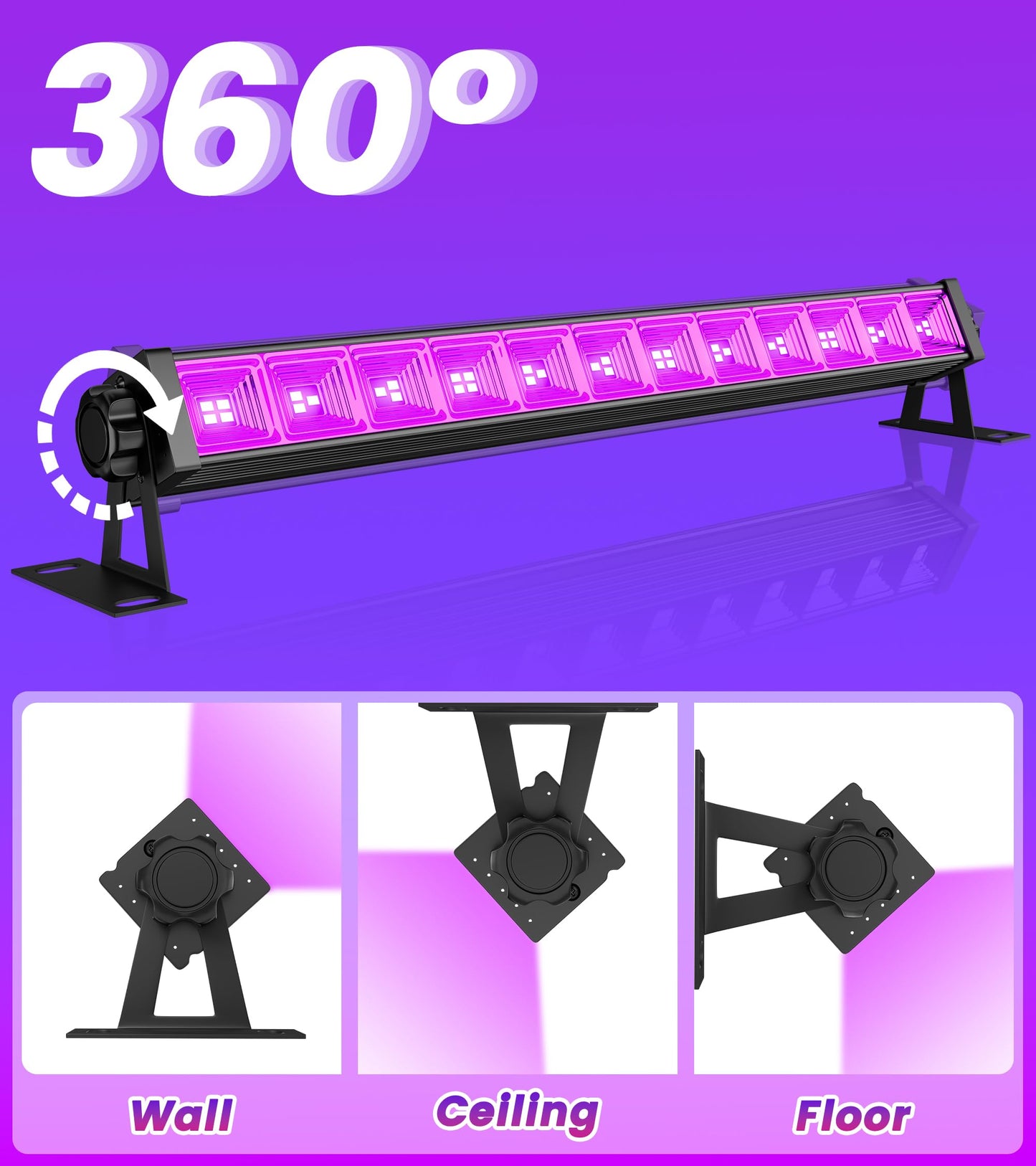 42W 6 Pack LED Black Light Bar, Blacklight Light Up to Lagre Area with 6ft Cable+Switch+Plug, Glow Party Light Supply for Halloween, Fluorescent Poster, Body Paint, Birthday,Classroom, Bedroom