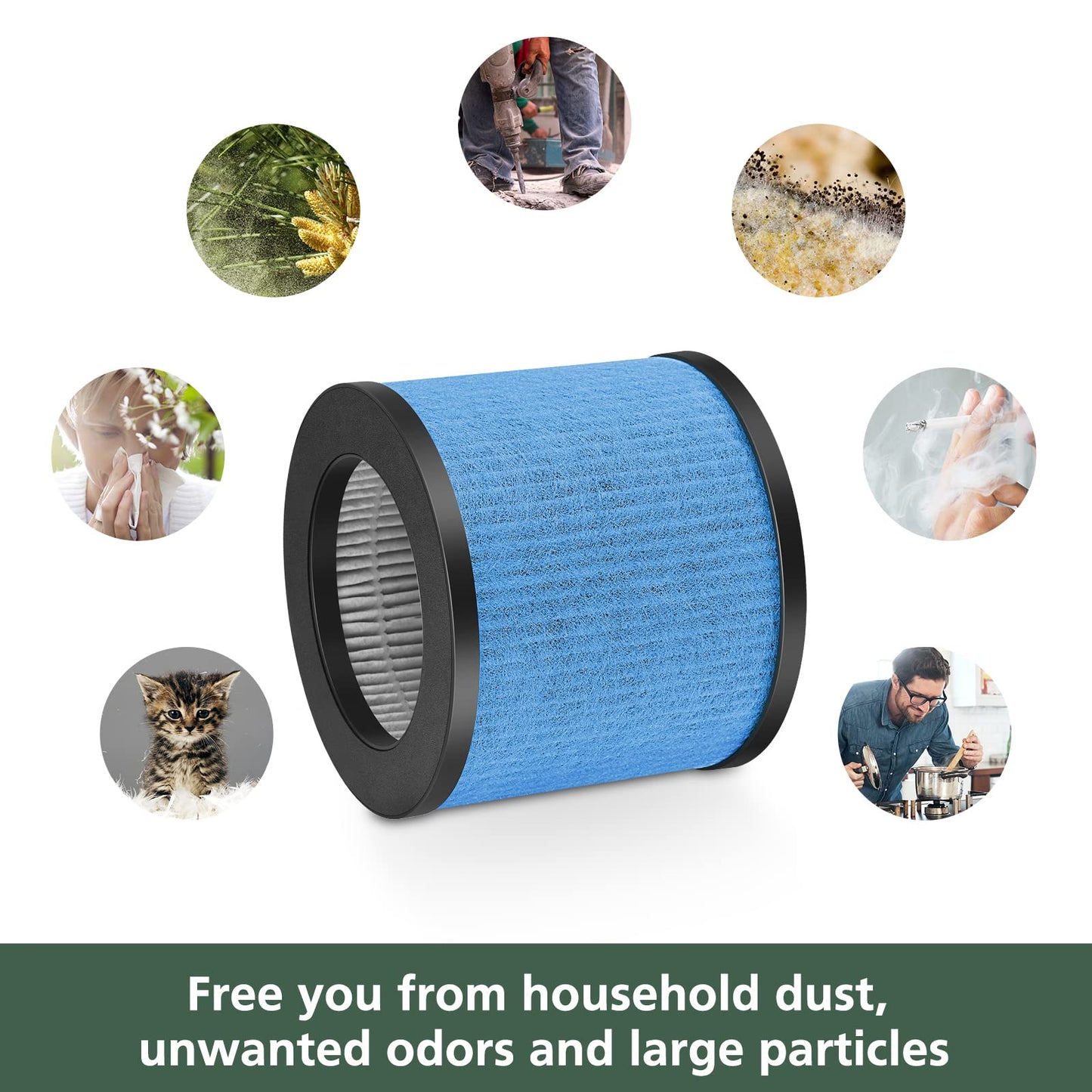 4 Pack TPAP002 Filter Replacement 3-in-1 Upgraded Compatible with TOPPIN TPAP002 Air Purifier Comfy Air C1, Part #TPFF002