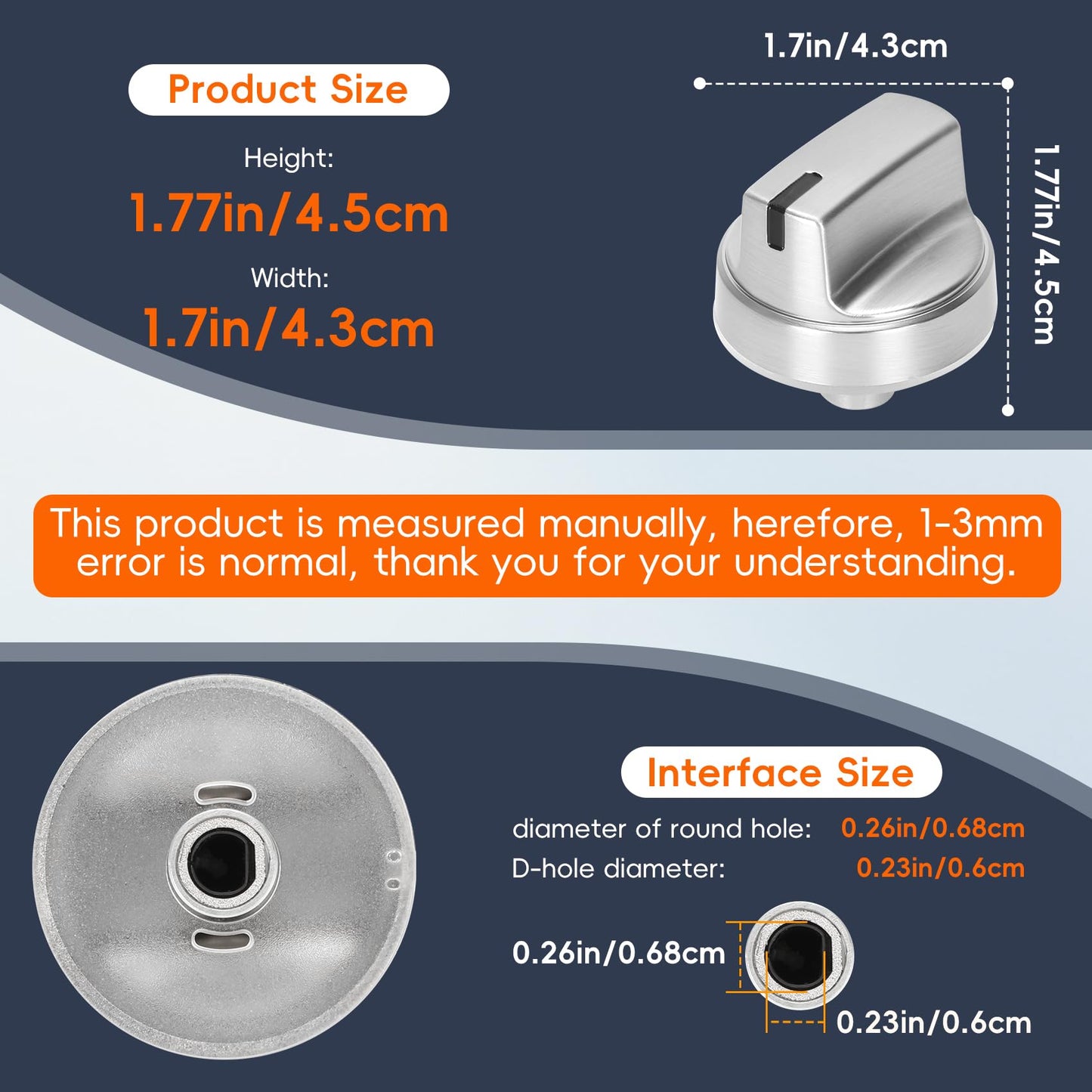 WB03X29315 Knob Fit for GE Stove Knobs Replacements (5 Pack), KIP 5U06 191D9233 Stove Knob for GE Gas Stove Knobs, Compatible with JGP5030SL1SS JGP5030SLSS JGP5036SL1SS JGP5036SLSS