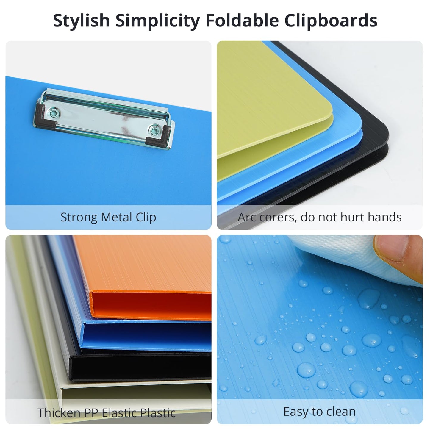 MUYICS 10 Pack Foldable Clipboards, A4 Clipboard Folder with Pocket, File Cover Office Folder Clipboard, 360 Degree Foldable Storage Clipboards for Office, School or Medical Field(5 Colors)
