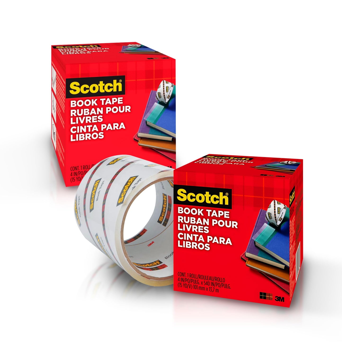 Scotch Book Repair Tape, Clear, 4 Inches x 15 Yards (3-Inch Core), 2 Rolls – Extra-Wide Durable Binding Tape for Book Repair, Reinforcing & Document Protection