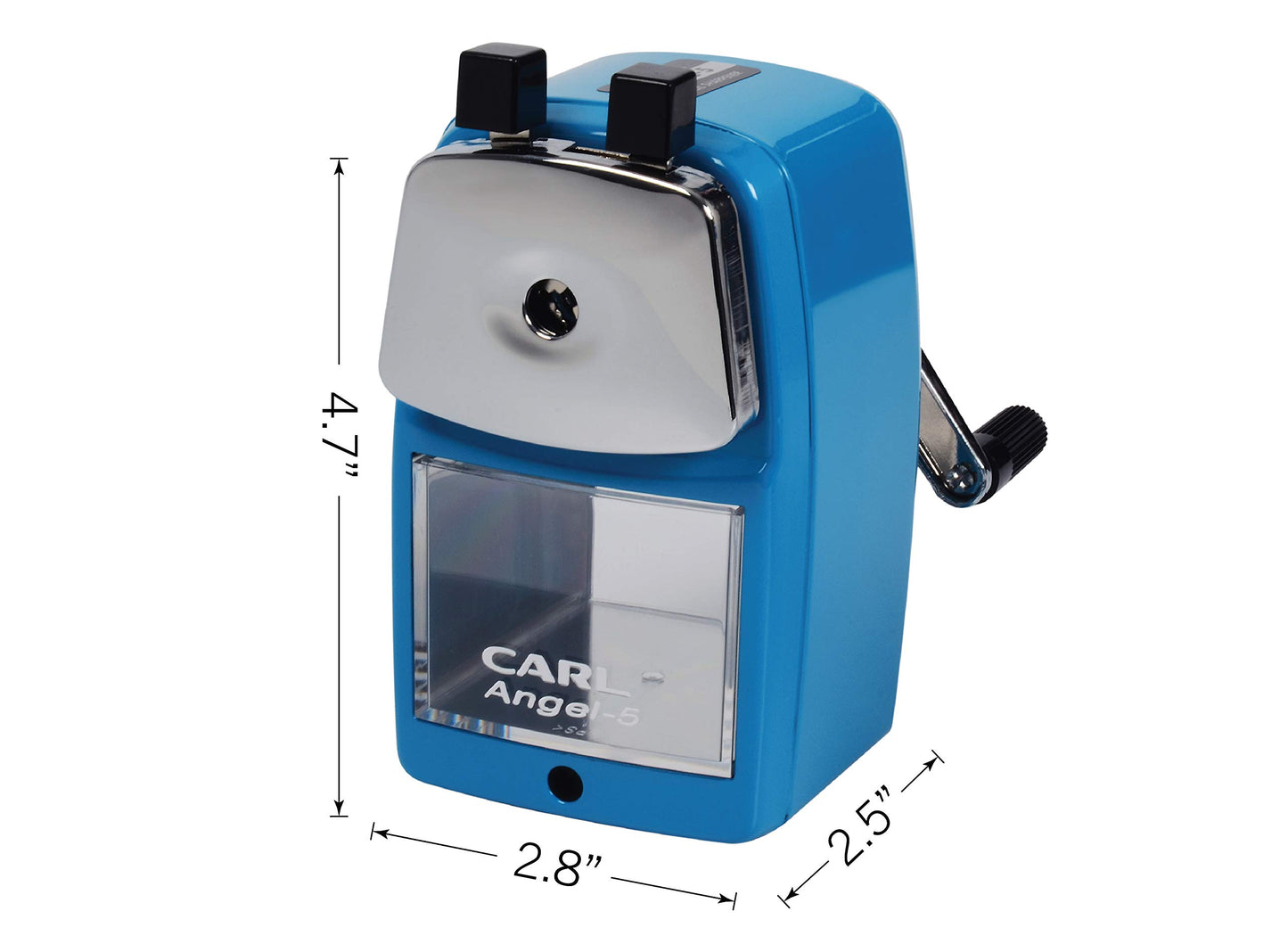 Carl Angel-5 (Black) Heavy-Duty Artist & Teacher Pencil Sharpener – Precision Manual Crank with Auto-Stop, Colored Pencil Compatible, Quiet Operation, Durable Japanese Design.