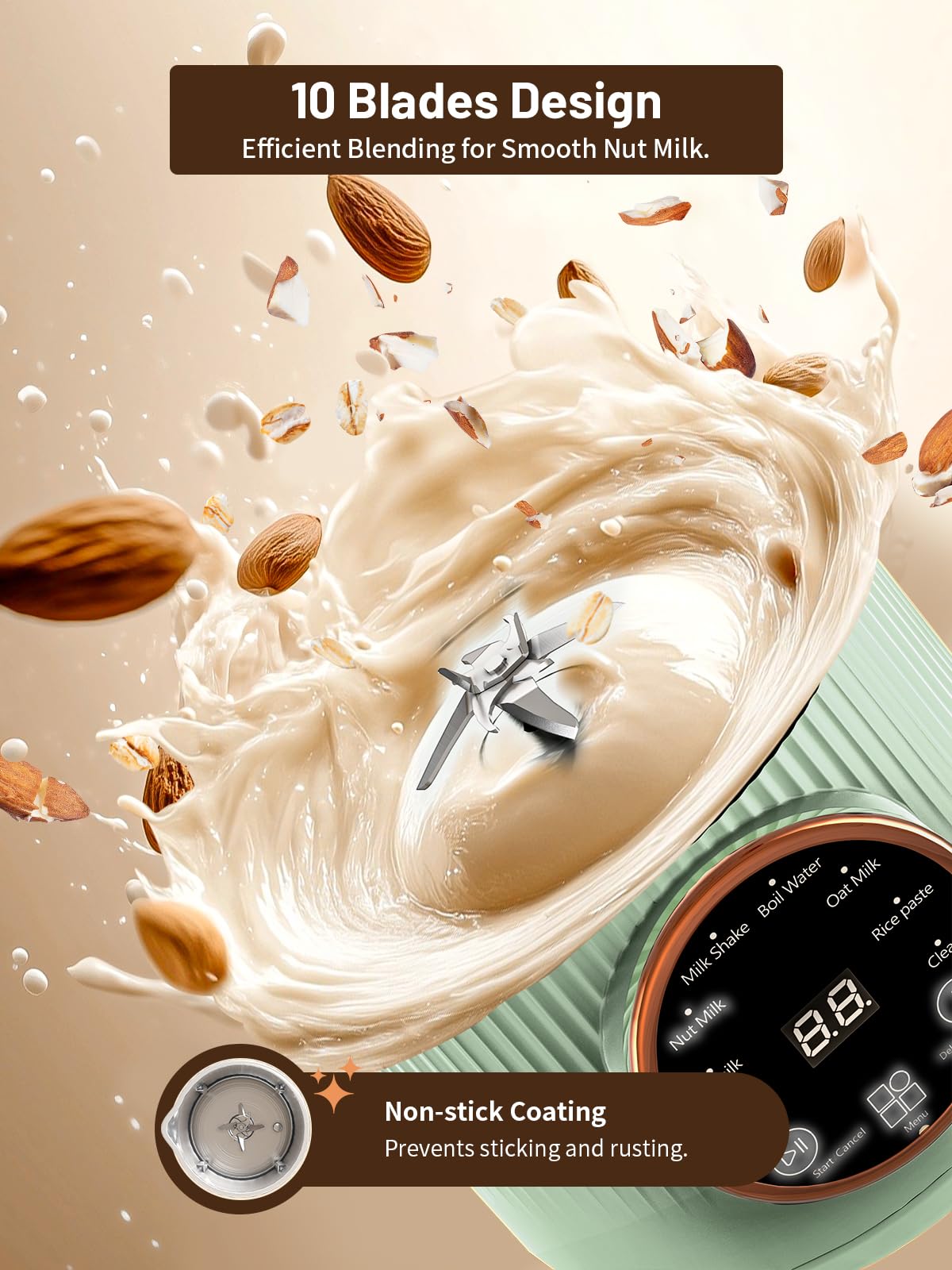 RELEXNOW Nut Milk Maker Machine, 35oz Homemade Soy, Almond, Oat, Coconut, Plant Based and Non Dairy Beverages, 8 in 1 Automatic Soybean Machine With 12H Delay Start/Keep Warm/Boil Water