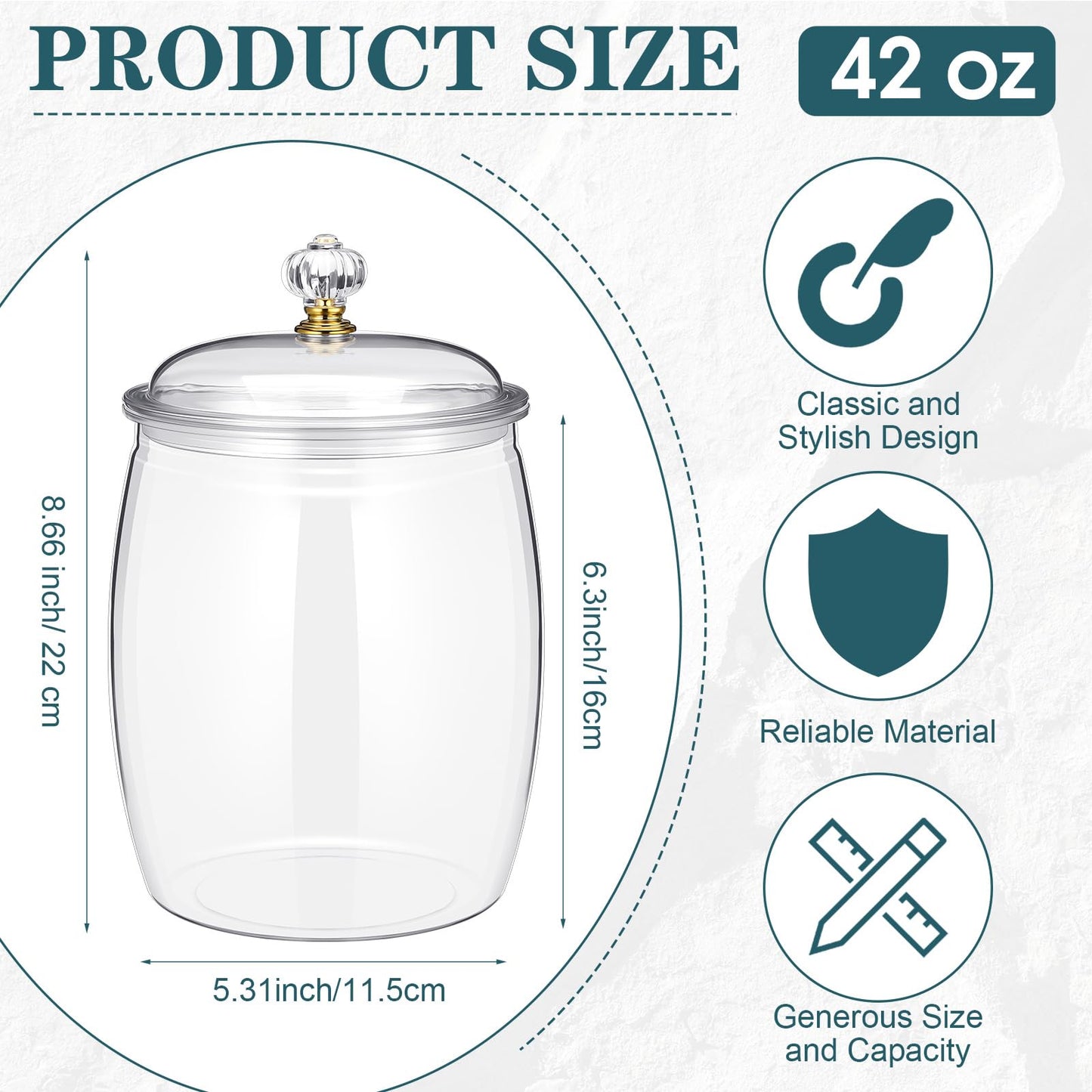 Nuogo 6 Pcs Plastic Candy and Cookie Jar with Lids Decorative Apothecary Jars Candy Buffet Containers Clear Airtight Food Storage Canister Home Decoration(42 oz,Classic)