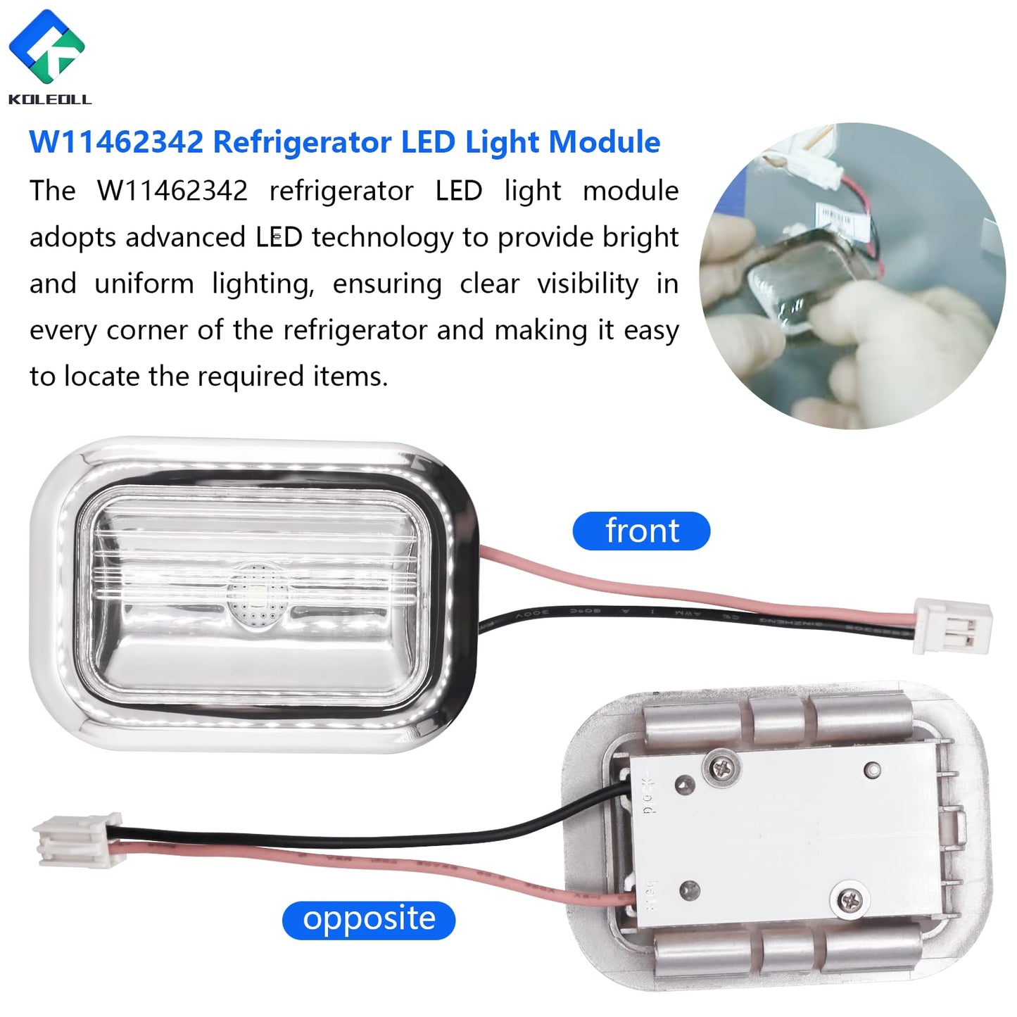 KOLEOLL 5 Pack W11462342 Refrigerator LED Light Module Compatible with Whirlpool Kitchenaid W10607479 W10843339 W10908166 4959065 AP6989197 PS16218086