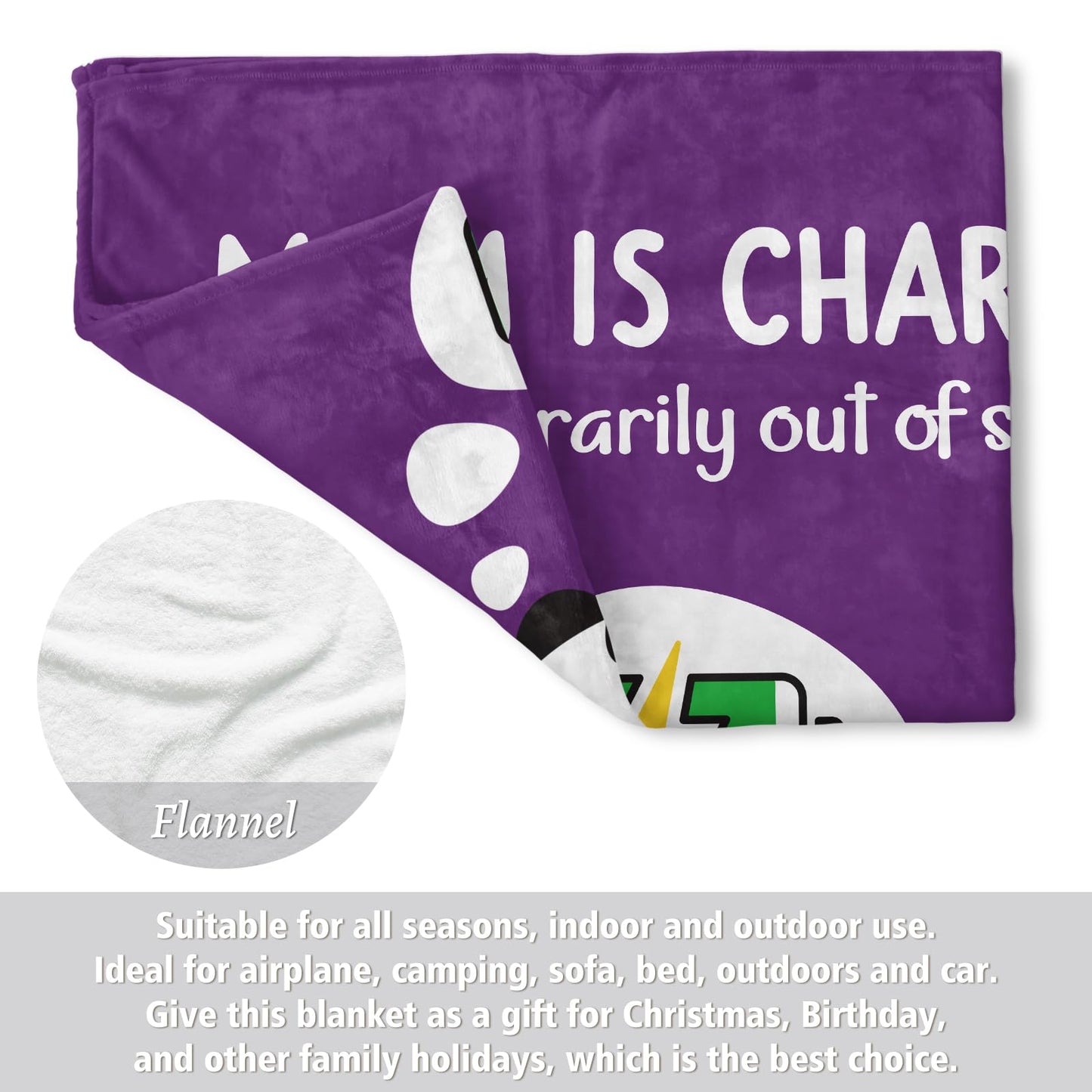 Craftique Mom Birthday Gifts, Funny Gifts for Mom- Mom's Charging Blanket- Moms Gift for Women from Daughter Son Husband, Super Soft Blanket Throw for Napping Travel, 80”×60”
