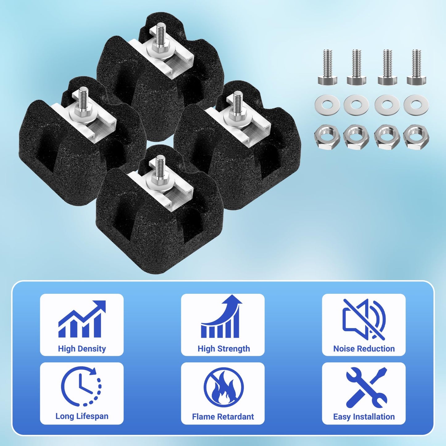 TZKQ 4 Pack Mini Split Floor Mount Base | Air Conditioner Base for 7,000–60,000 BTU | Anti-Vibration Mini Split Base, UV & Waterproof Condenser Support for Outdoor HVAC Units