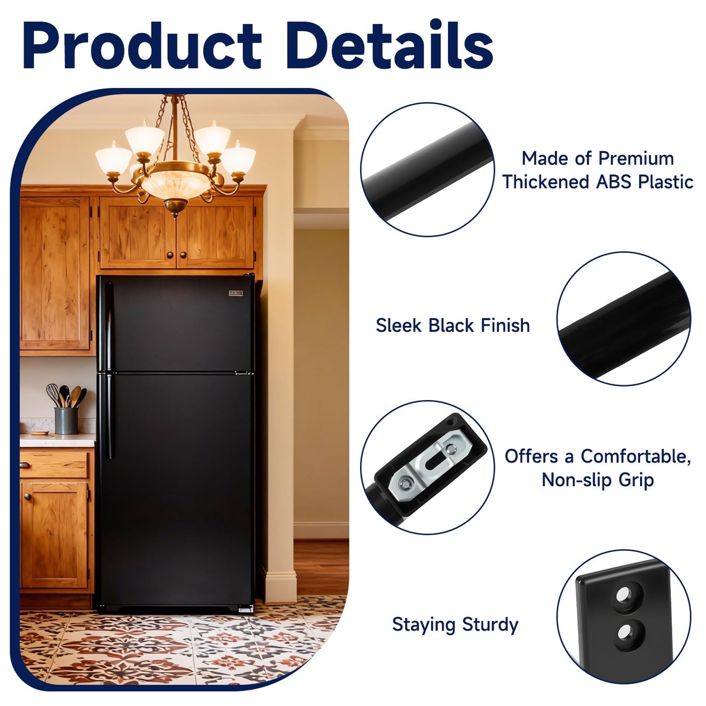 LEYURISE Refrigerator Black Door Handle Assembly Replacement Door Handle Set Compatible with GE Refrigerator Replace#: WR12X32350 WR12X48768 WR12X21196 AP6985343 PS12749320