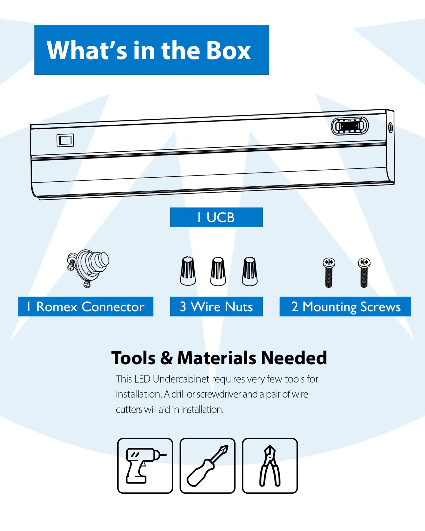 33” LED Direct Wire Under Cabinet Light - Undercounter LED Lights for Kitchen - Selectable CCT 2700K-5000K, 952-1008 Lumens, 14W - UCB Series Hardwired Under Cabinet Lighting by NICOR Lighting