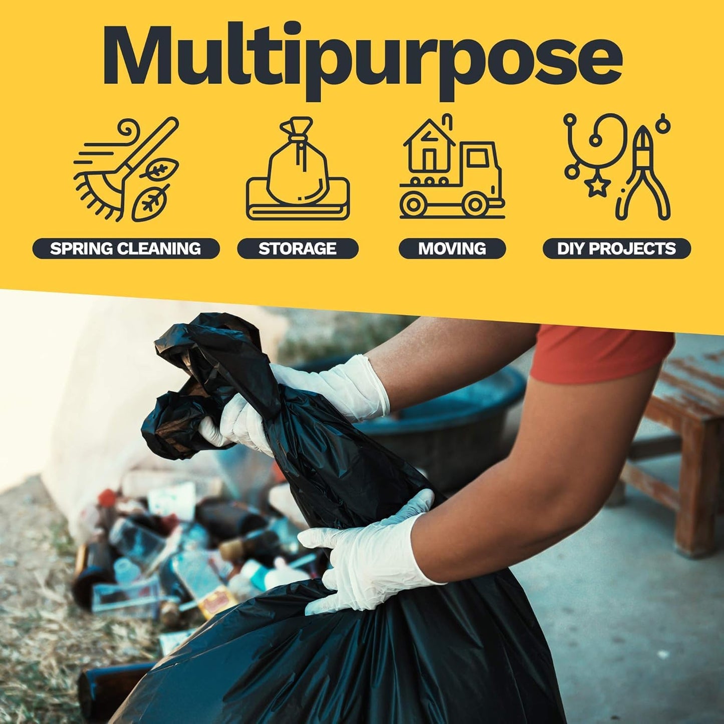 ToughBag 55-60 Gallon Trash Bags (100 Count) (Black, 58'x38')