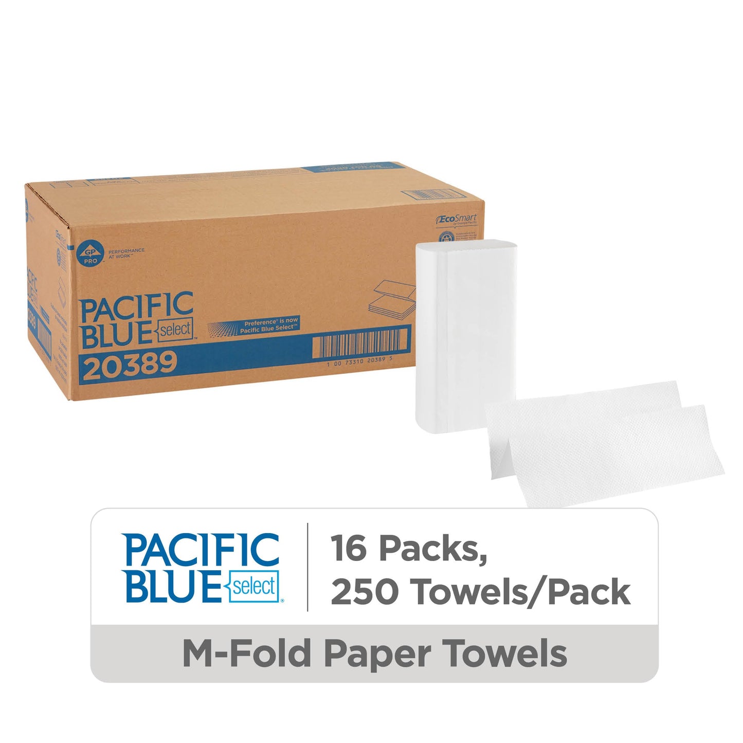 Georgia-Pacific Pacific Blue Select Multifold Paper Towels by GP PRO (Georgia-Pacific), 20389, 250 Paper Towels Per Pack, 16 Packs Per Case