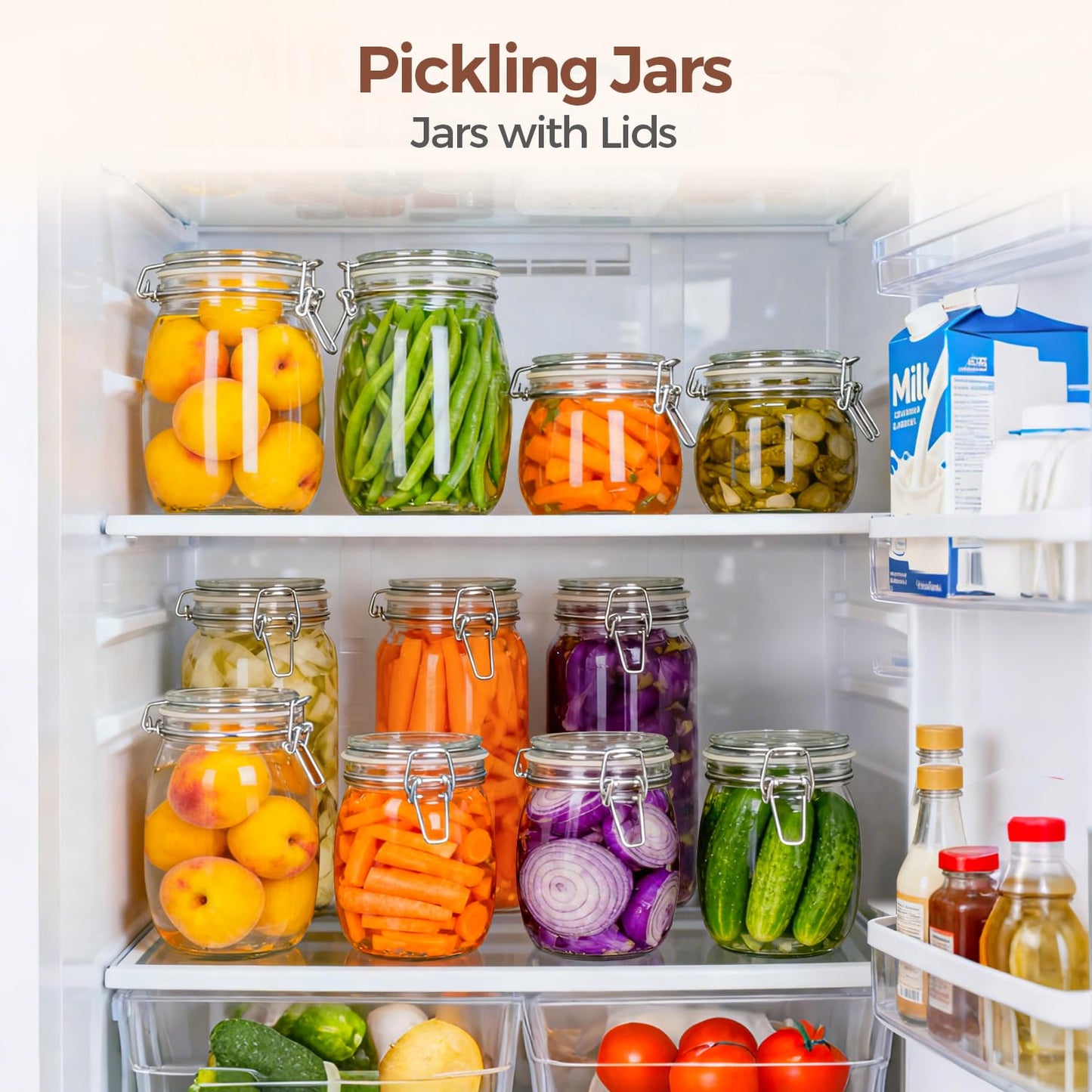 ComSaf 6-Pack 25oz Round Glass Mason Jars with Lids, Airtight Canning Jars for Preserving & Pickling, Multi-Purpose Storage Containers for Kitchen, Bathroom & Laundry, Ideal Housewarming Gift Set