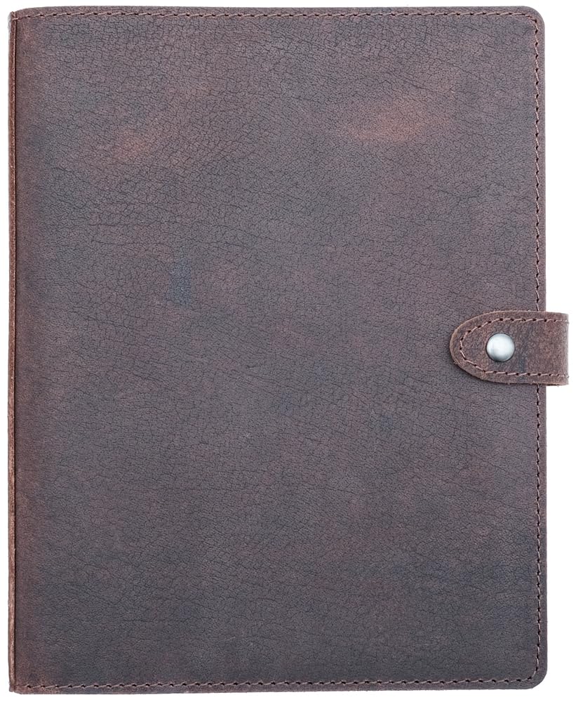 Fan&Ran Lined Leather Journal, 100 Sheets of College Ruled Paper 5.5"x8.5", 3-Ring Mini Binder, Interior Pockets, Refillable