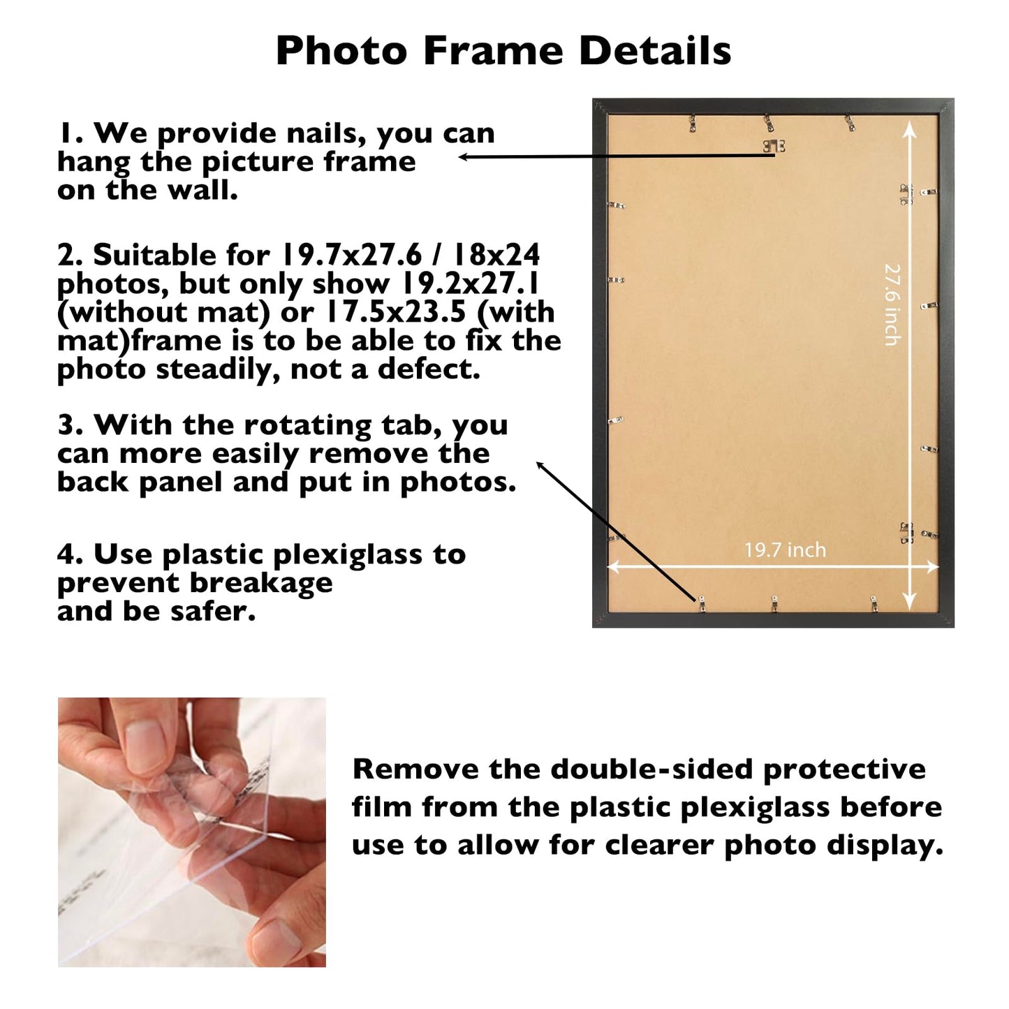 JCJMY 19.7x27.6 Puzzles Frame for 50x70 cm Puzzle Poster Photo Picture, Display 18x24 with Mat or 19.7 x 27.6 without, Wall Hanging 19.7 by 27.6 inch 1000 Pieces Puzzles Frame, 3 Pack, Black