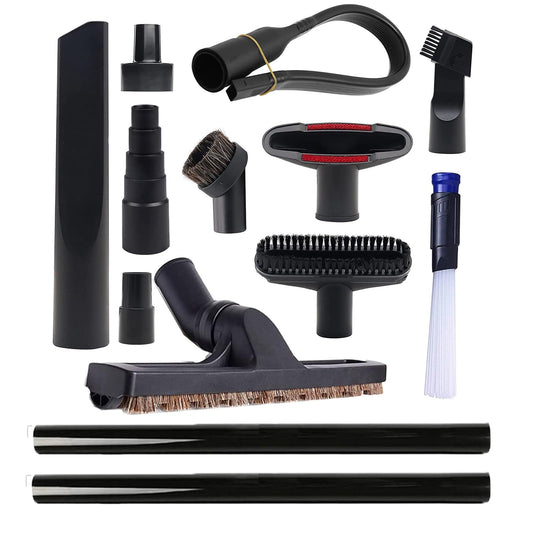 13 Pcs Universal Vacuum Attachments for Shop Vac Accessories - 2 1/2" to 1 1/4" and 1 7/8" to 1" Vacuum Hose Adapter Kit, 1 1/4" Vacuum Floor Brush Flexible Crevice Tool and Vacuum Extension Wand