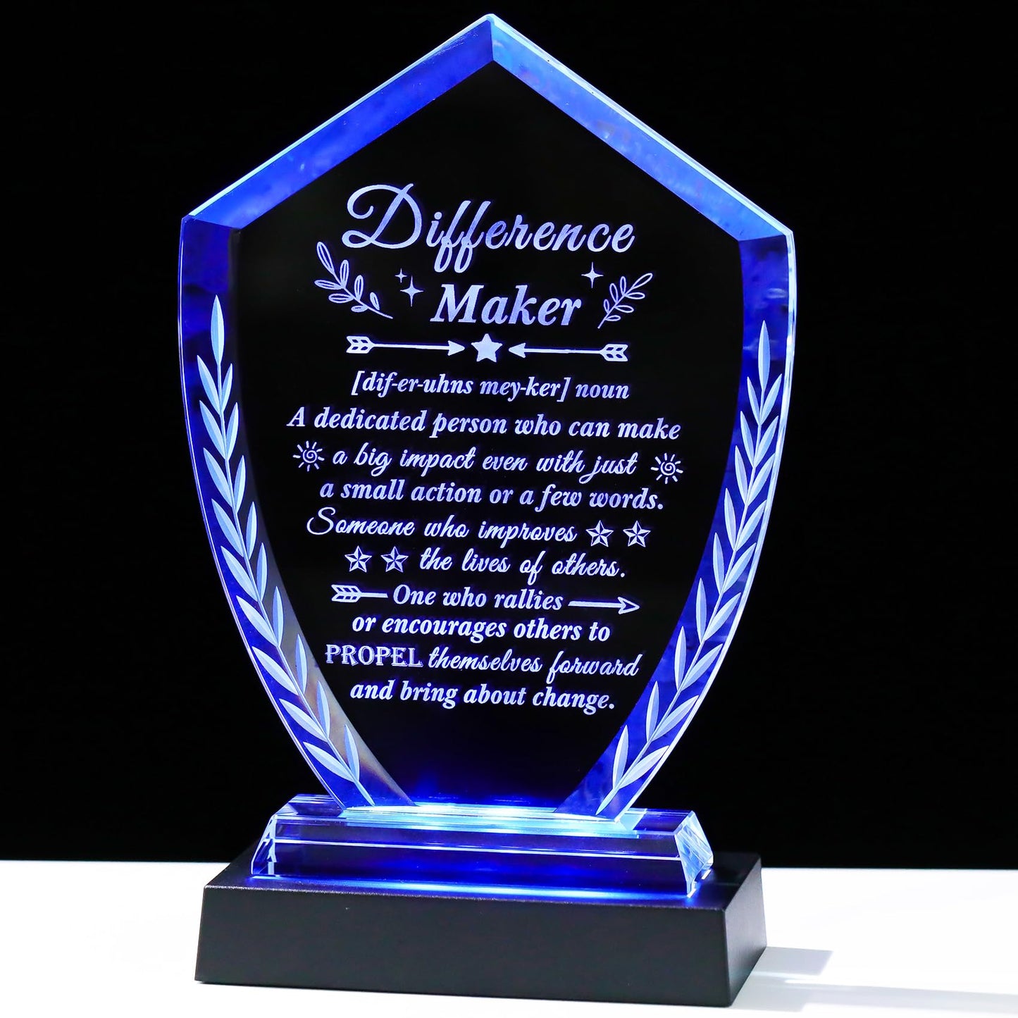 Difference Maker Gift for Women Men - Laser Engraved Crystal Definition Plaque, Inspirational Office Desk Decor for Teacher Nurse Mentor Boss, Appreciation Gifts for Retirement Promotion Recognition