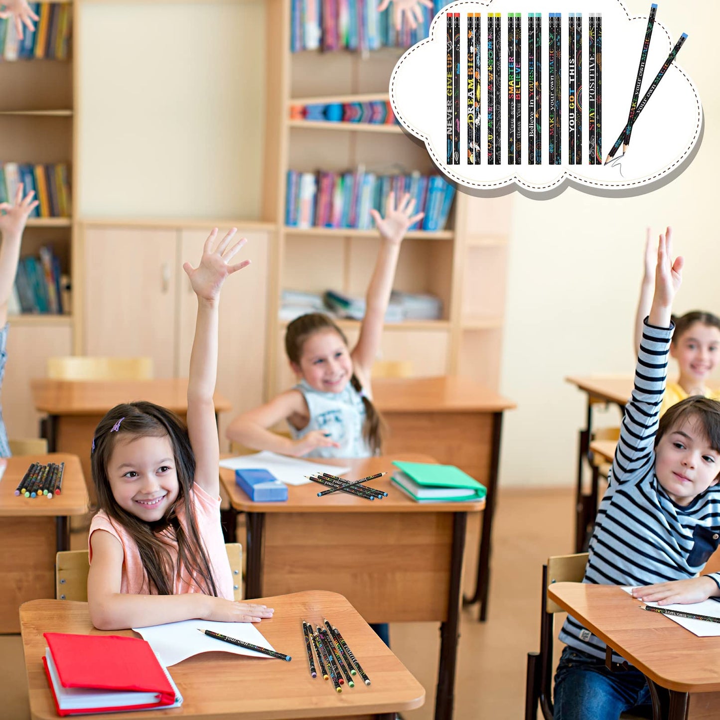 Pasimy 240 Pieces Bulk Inspirational Pencils Colorful Cute Motivational Pencil with Eraser Wood Fun Positive Pencils with Inspiring Words Sayings for Students Classrooms Favors Back to School