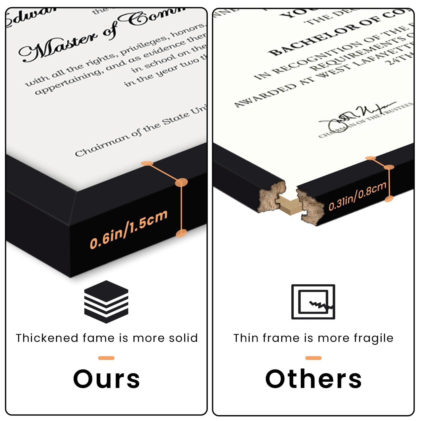upsimples Certificate Frame with Clear Plexiglass, 8.5 by 11 Picture Diploma Document Degree Frame for Wall and Tabletop, Black, 8 Pack
