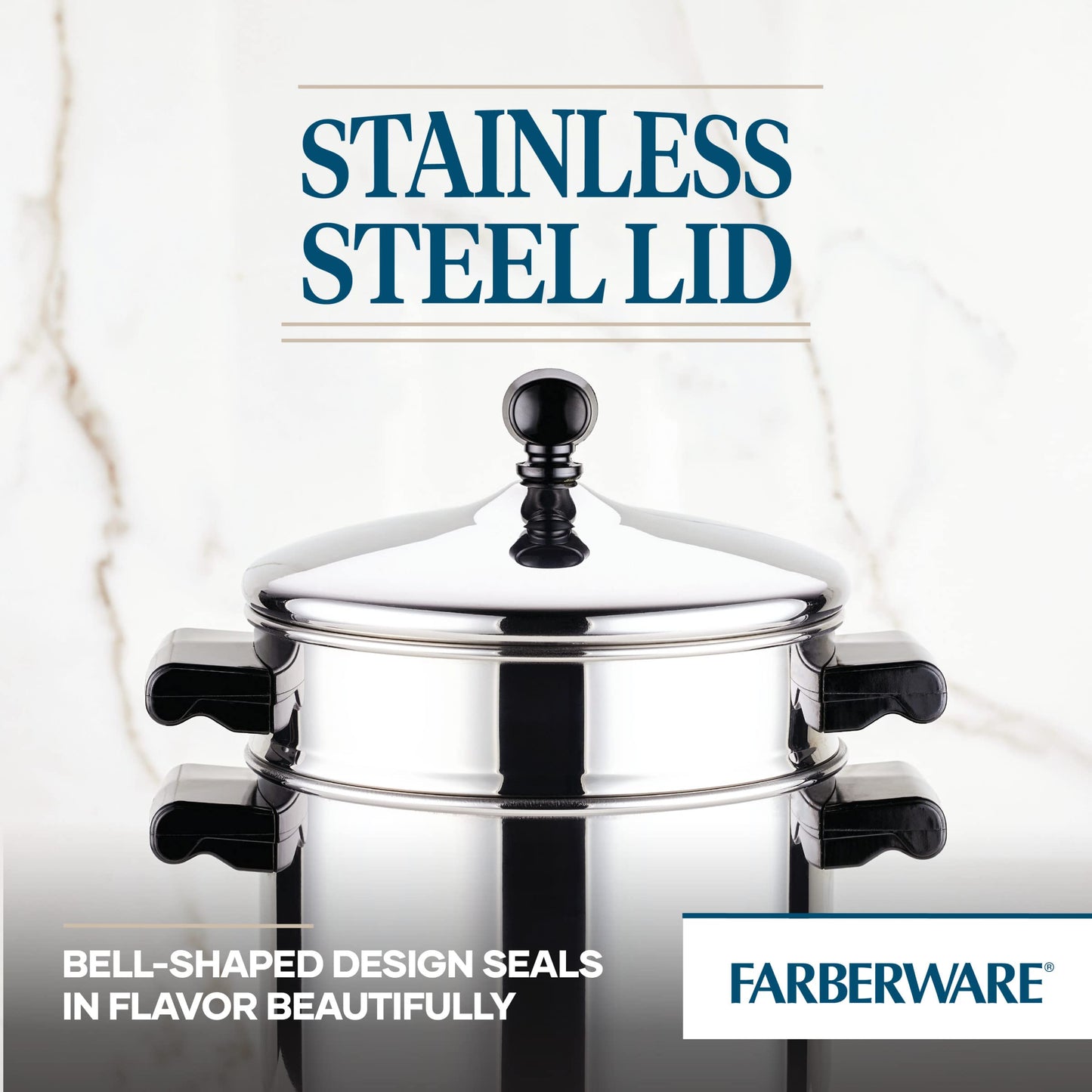Farberware Classic Series Stainless Steel Stack 'n' Steam Sauce Pot and Steamer Set, Steamer Pot for Cooking, 3-Quart