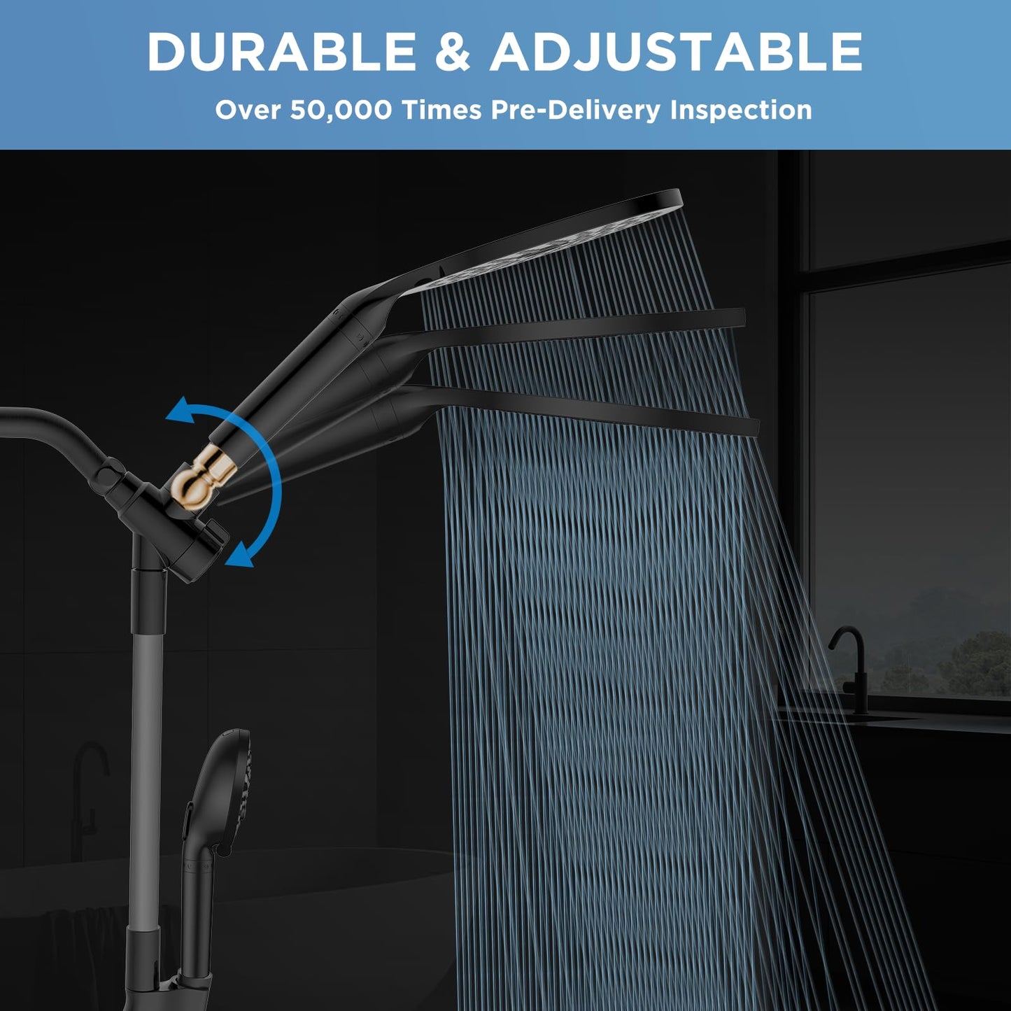 MakeFit Dual Filtered Rain Shower Head Combo, High Pressure Handheld Shower Head with Adjustable Bar - Rainfall Shower Head And Showerhead with Filter for Hard Water - Removes Chlorine