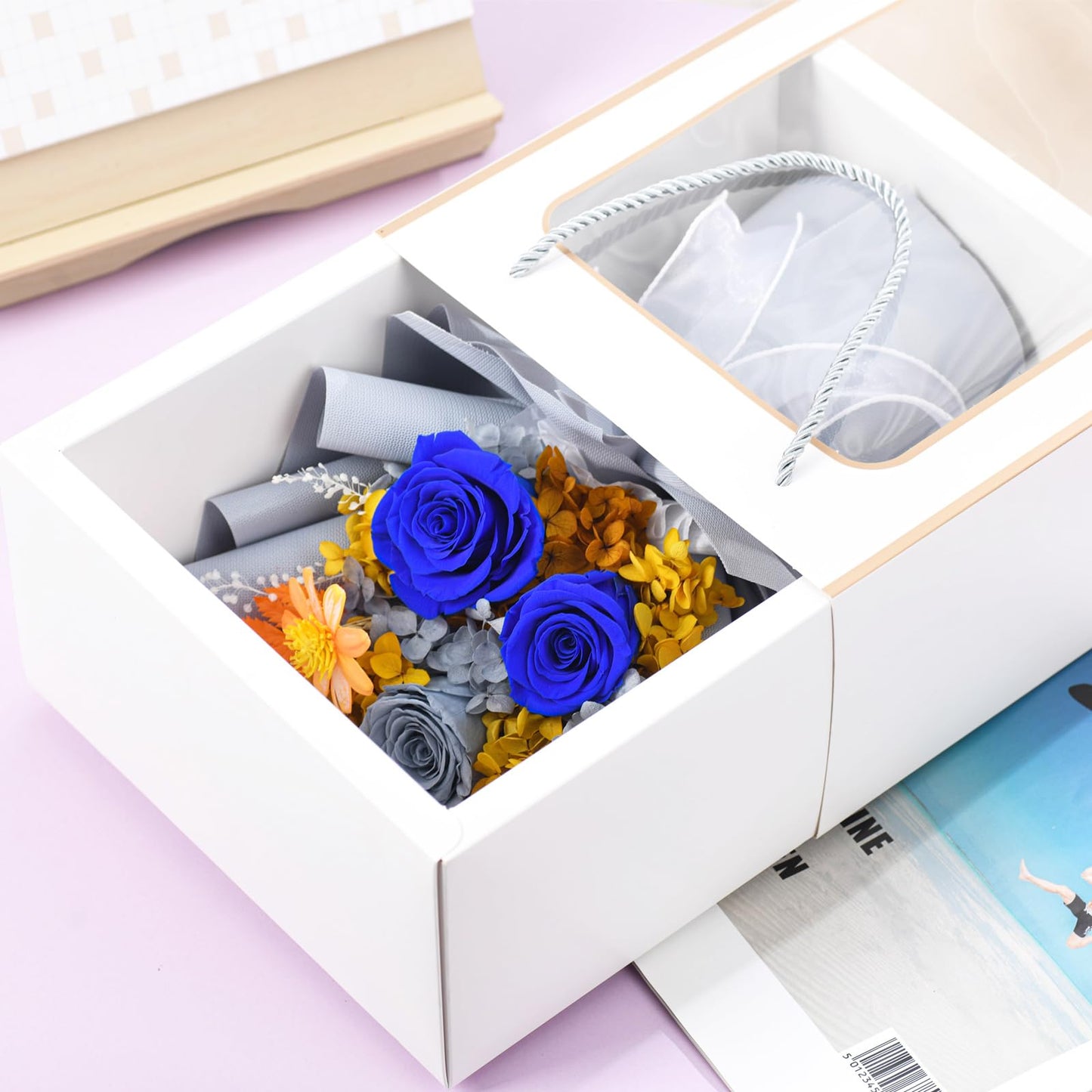 lovenfold Flowers for Delivery Prime,Preserved Flowers Bouquets,Blue Rose Bouquets That Last 1-3 Years,Birthday Flowers Gifts for Women Mom Grandma Wife Friends