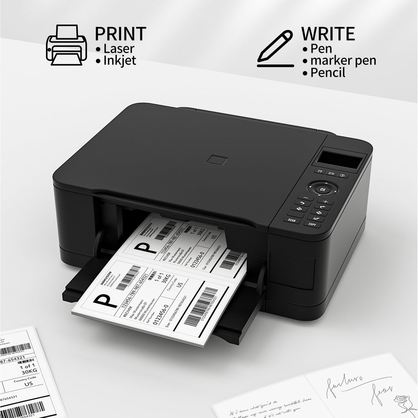 Coopaty Half Sheet Shipping Labels 8.5" x 5.5" Sticker Labels for Laser & Ink Jet Printers, 2 Per Page Self Adhesive Mailing Labels for Packages (500 Sheets, 1000 Labels)