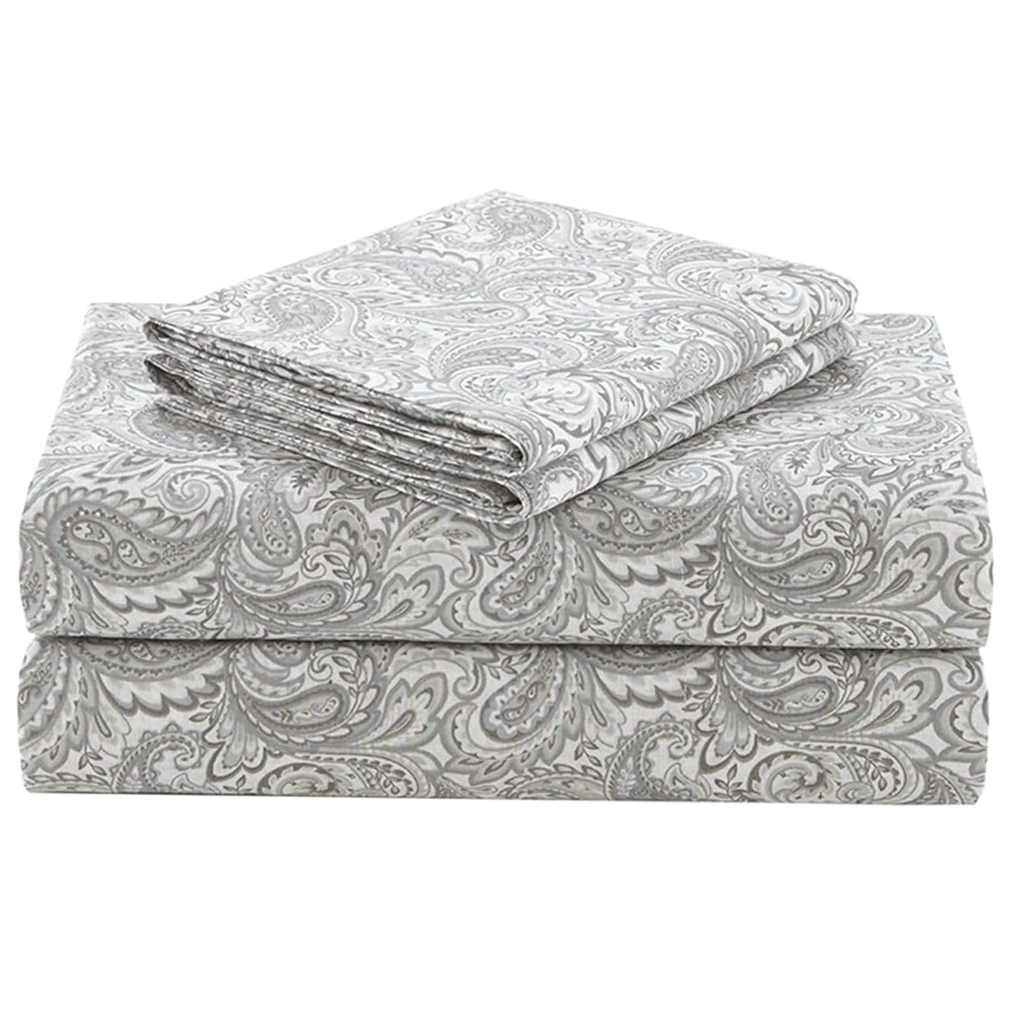 Comfort Spaces 100% Cotton Sheets King, Breathable, Naturally Cool Cotton Sheets, Soft Cotton Bed Sheets with 14" Elastic Pocket Fits up to 16" Mattress, All Seasons Sheet Set, Paisley Multi 4 Piece