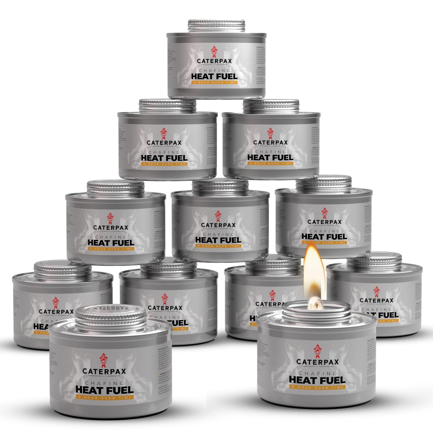 Caterpax - 12 Pack - 6 Hour Chafing Fuel Cans for Food Warmers & Chafing Buffet Trays – Odorless, Smokeless, Long Burn Wick, Easy Lighting, Liquid Fuel, Indoor Safe Buffet Fuel