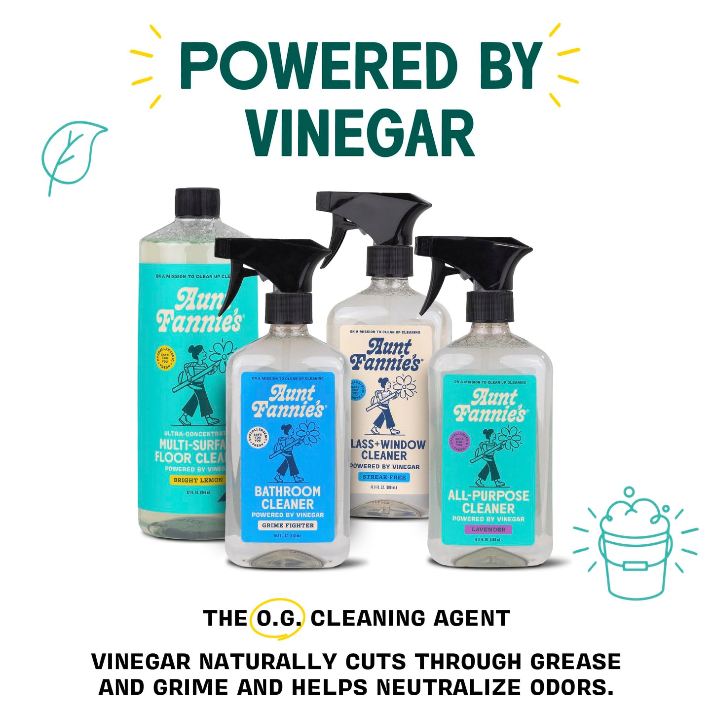 Aunt Fannie's Natural Cleaning Vinegar Wipes, Multipurpose Surface Cleaner, Bright Lemon Scent, 35 Count (Pack of 6)