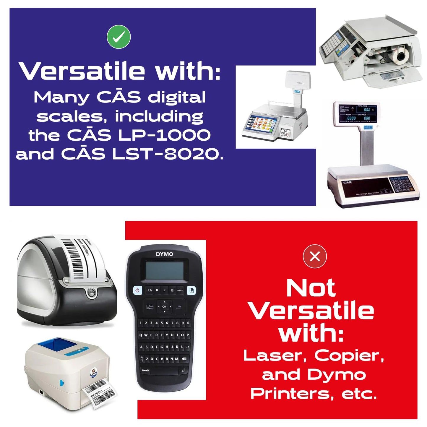 CEPRICO - CĀS 8020 Scale Labels | 12 Rolls for CĀS Scales | CĀS lst-8020 Printing Scale Label | Quality for CĀS Digital Scale | UPC Incredient | CĀS lp 1000 | 58 x 60 mm | 500 Labels for Scales