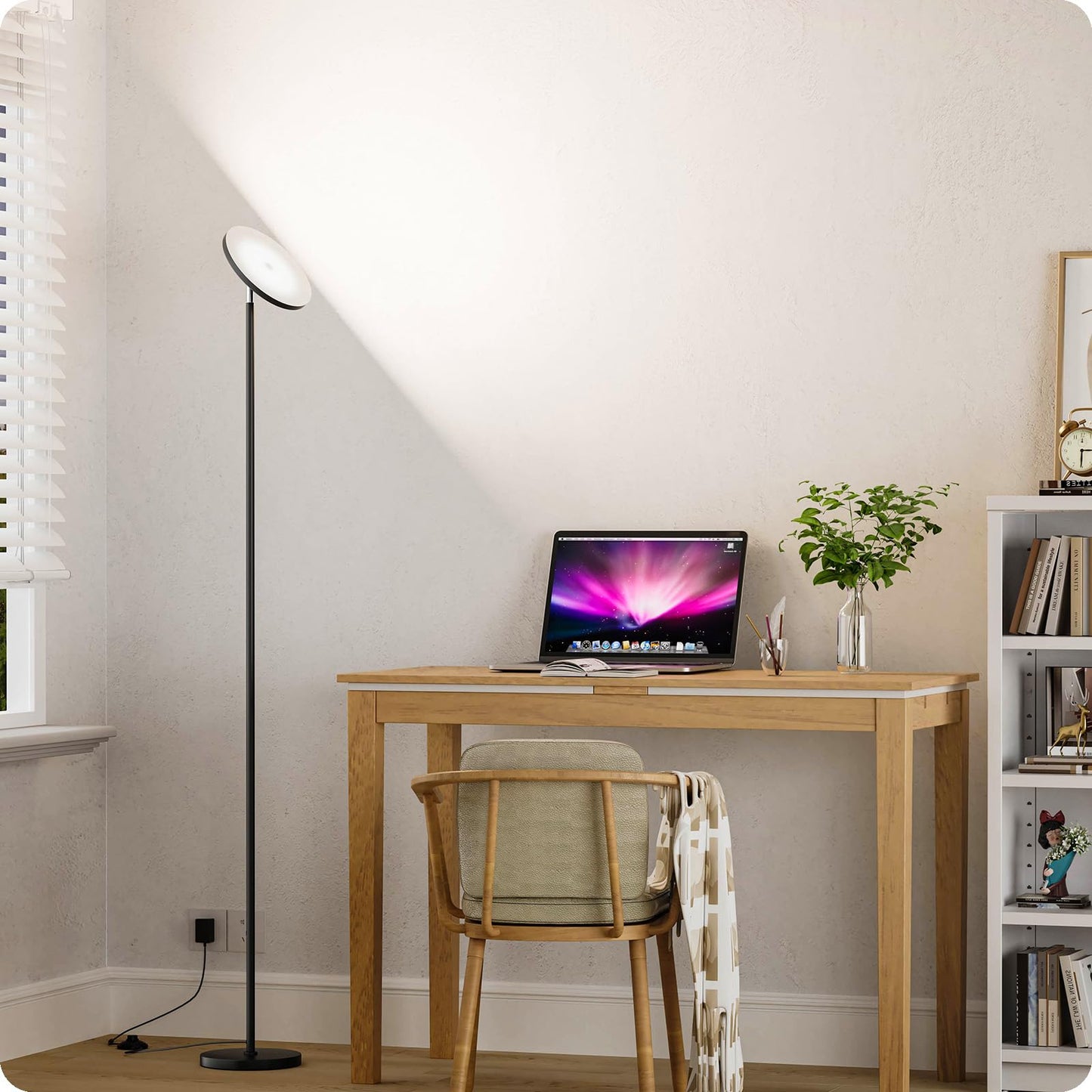 Dimmable Floor Lamp with Remote，Floor Lamps for Living Room Bedroom Office，Adjustable Brightness (10%-100%)and Color Temperature (3000k- 6000k )，Standing Lamp Tall Lamp with Foot Switch (black)