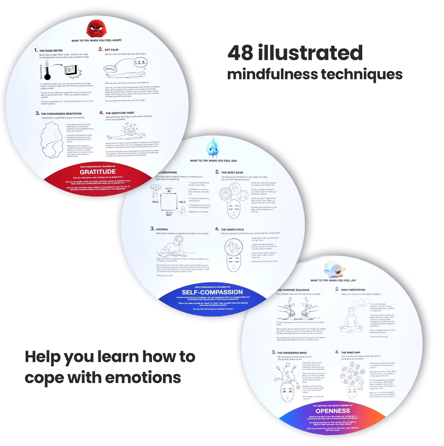 FeelWise Super EQ Kit - For Building Emotional Intelligence - Thirteen 12" Round 2-sided Emotion Wheels w/ Storage Envelope & Instructions - Emotion Learning Games for Kids, Parents, Professionals, Teachers, School Counselor - Screen-Free Activities