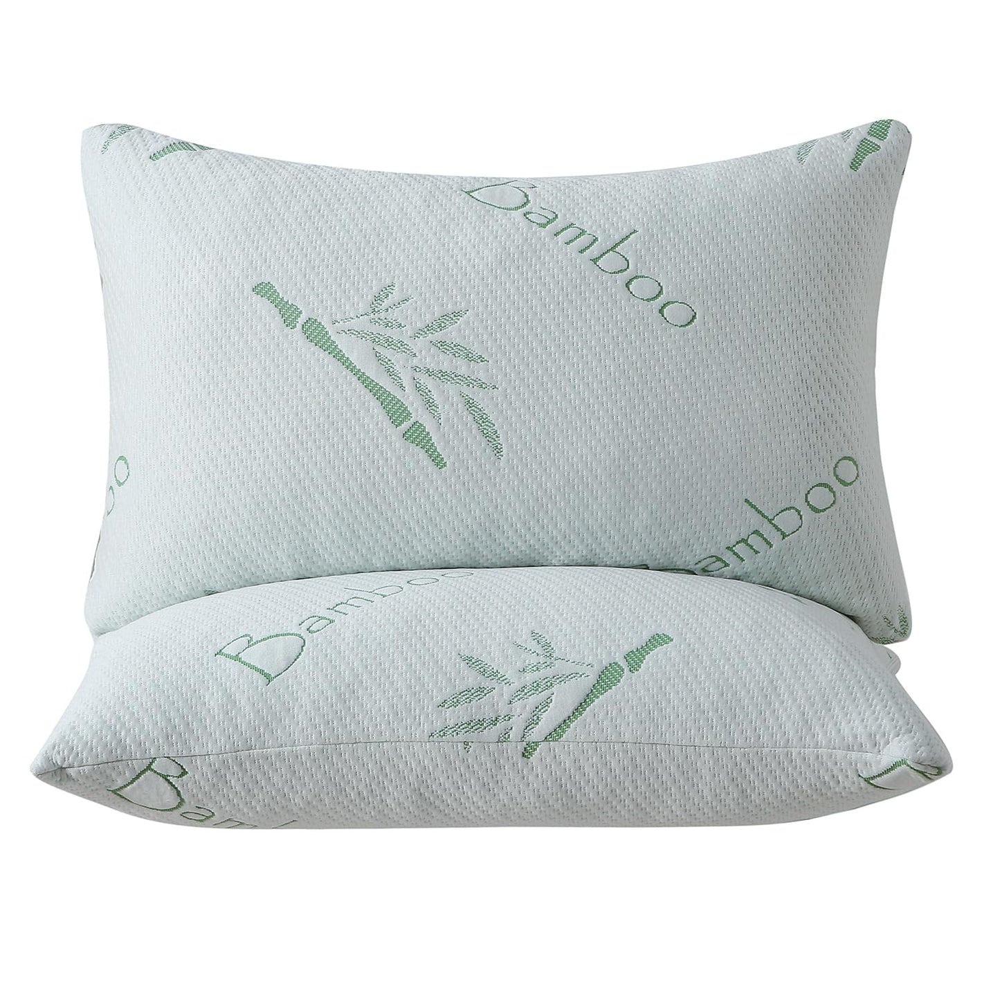 Memory Foam Pillows Queen Size set of 2, Shredded Memory Foam Bed Pillow for Sleeping, Adjustable Fluffy Pillow with Cooling Breathable Cover for All Sleepers, Hotel Quality Rest Pillow Queen 2 Pack