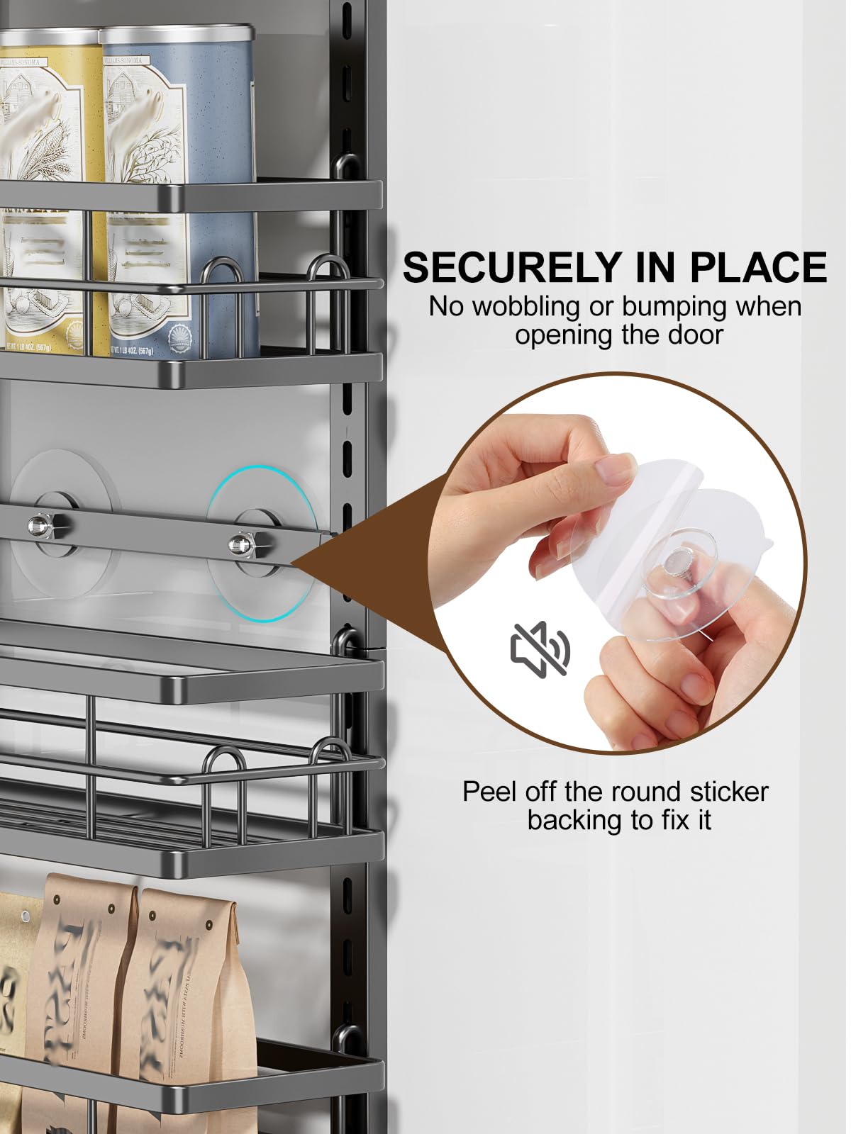 Delamu 9-Tier Over the Door Pantry Organizer, Adjustable Pantry Door Organizers and Storage, Metal Hanging Basket Wall Spice Rack Seasoning Organizer, Door Organizer Kitchen Bedroom Bathroom,12"Black