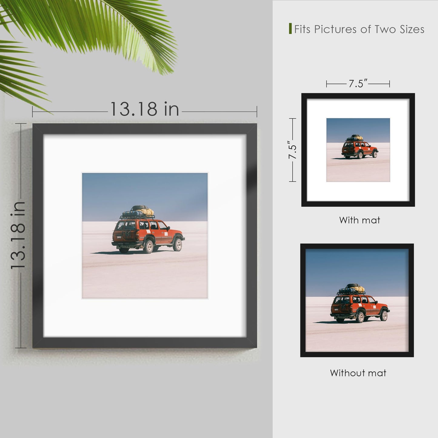 Fisnish 12x12 Picture Frame Sef of 10, Display Pictures 8x8 with Mat or 12 x 12 Without Mat, Photo Frame Collage for Wall Gallery Decor, Wall Mounted, Black