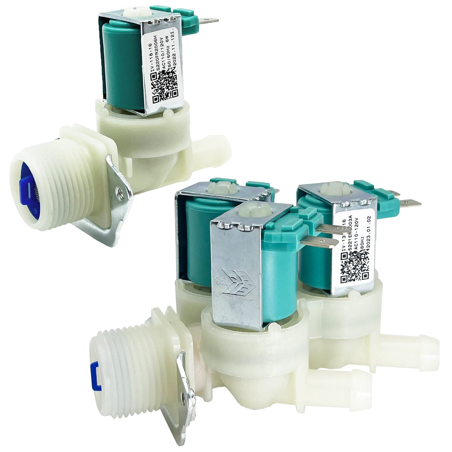 Washer Water Inlet Valve 5221ER1003A&5220FR2006H set Package for LG WM5000HWA WM9000HVA WM9000HWA WM3670HWA WM2677HWM WM3050CW WM2077CW WM2016CW/00 WM3570HVA/01 WM3370HWA/00 WM2233HW/00 WM2140CW