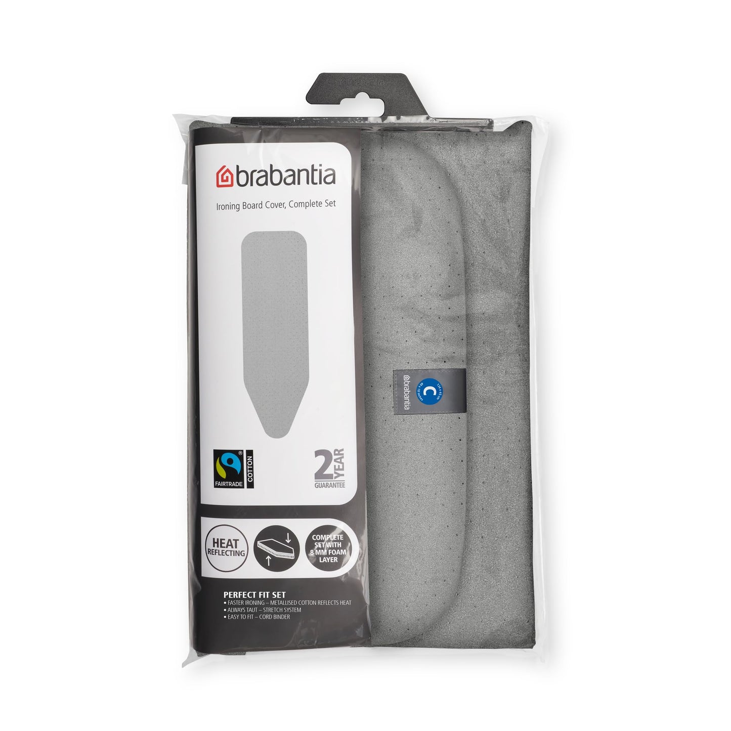 Brabantia Replacement Ironing Board Cover | All-in-One Set | Fits XL Comfort Board (Size C) | Fairtrade Metalized Cover | 100% Cotton Cover + Foam Padding Layer Ironing Board C