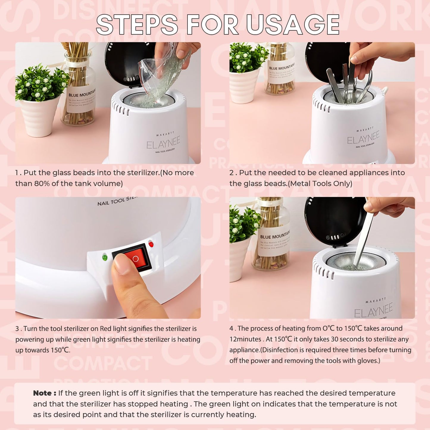 Makartt Nail Tool Sterilizer For Esthetician Sterilization Machine Metal Nail Art Tools Lash Tech Supplies Must Haves Autoclave Sterilizers High Temperature For Manicure Salon