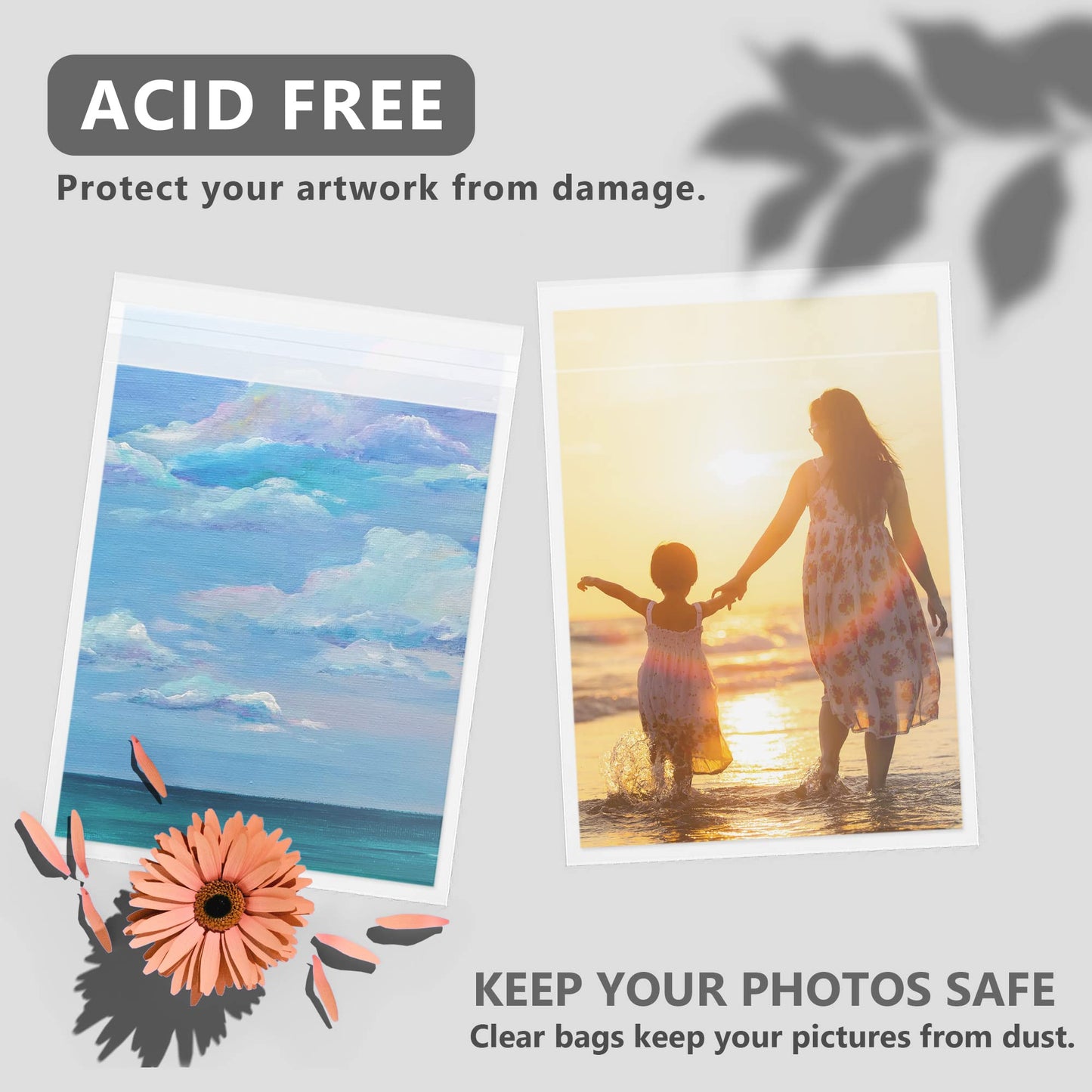 50 Pack Acid-Free Crystal Clear Sleeves Storage Bags for 18x24 Art Prints/Pictures/Photos/Framing Mat Mattes (Bag Size: 18 1/2" x24 2/5")